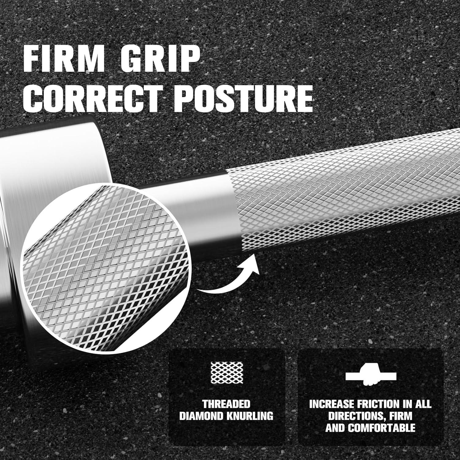 imageRITFIT 7FT Olympic Barbell for Strength and Weightlifting Training 2 Inch Olympic Bar for Squat Deadlift Bench Press Curl Overhead Press 600lbs1000lbs1200lbs CapacitySilver