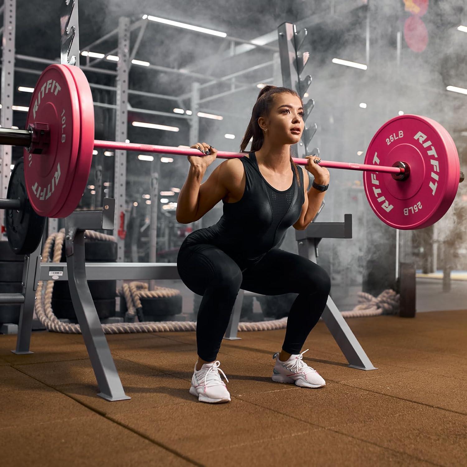 imageRITFIT 7FT Olympic Barbell for Strength and Weightlifting Training 2 Inch Olympic Bar for Squat Deadlift Bench Press Curl Overhead Press 600lbs1000lbs1200lbs CapacityPink