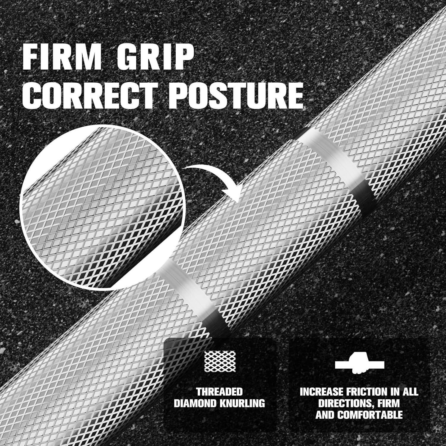 imageRITFIT 7FT Olympic Barbell for Strength and Weightlifting Training 2 Inch Olympic Bar for Squat Deadlift Bench Press Curl Overhead Press 600lbs1000lbs1200lbs CapacitySilver