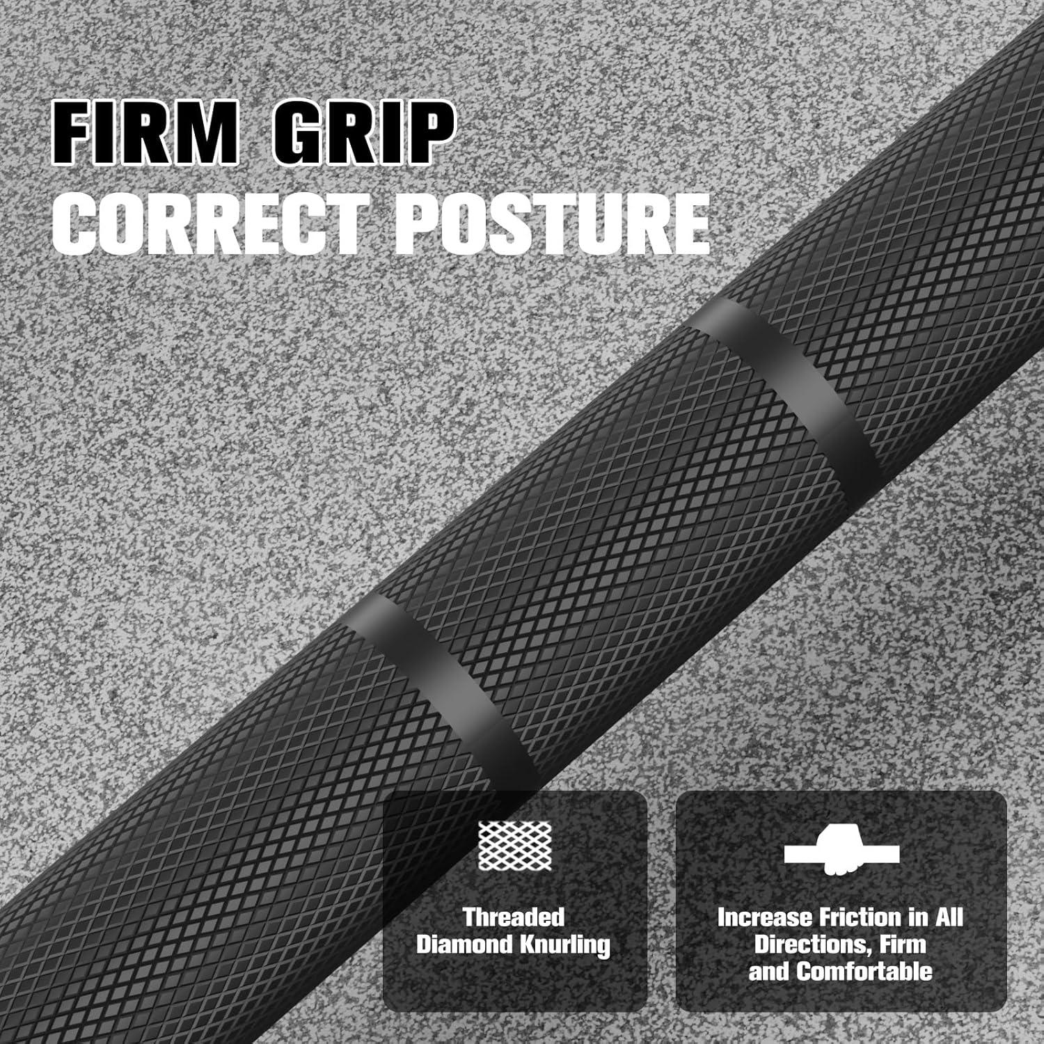 imageRITFIT 7FT Olympic Barbell for Strength and Weightlifting Training 2 Inch Olympic Bar for Squat Deadlift Bench Press Curl Overhead Press 600lbs1000lbs1200lbs CapacitySliverBlack