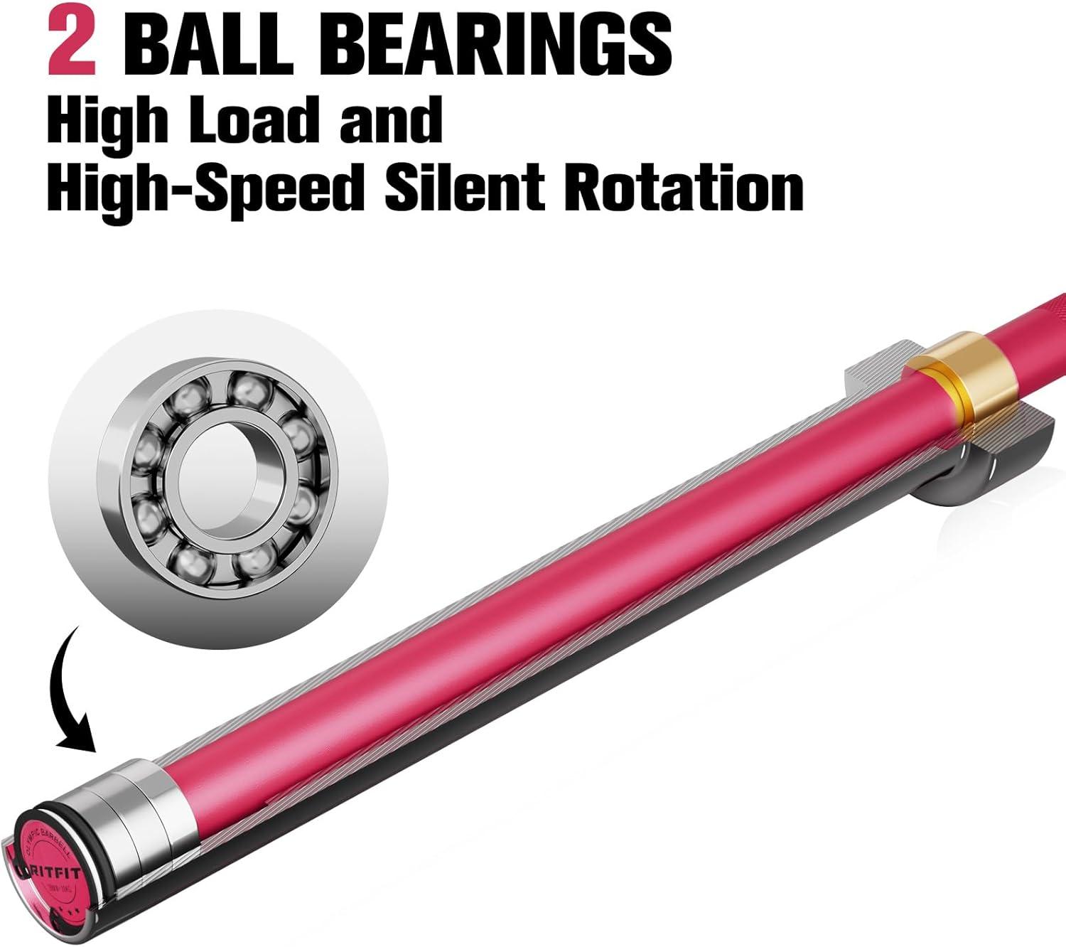 imageRITFIT 7FT Olympic Barbell for Strength and Weightlifting Training 2 Inch Olympic Bar for Squat Deadlift Bench Press Curl Overhead Press 600lbs1000lbs1200lbs CapacitySliverPink