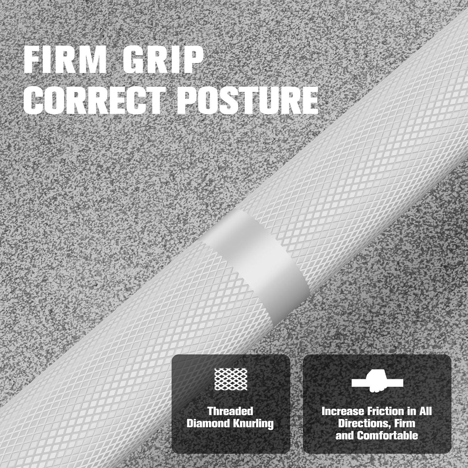 imageRITFIT 7FT Olympic Barbell for Strength and Weightlifting Training 2 Inch Olympic Bar for Squat Deadlift Bench Press Curl Overhead Press 600lbs1000lbs1200lbs CapacitySliverWhite