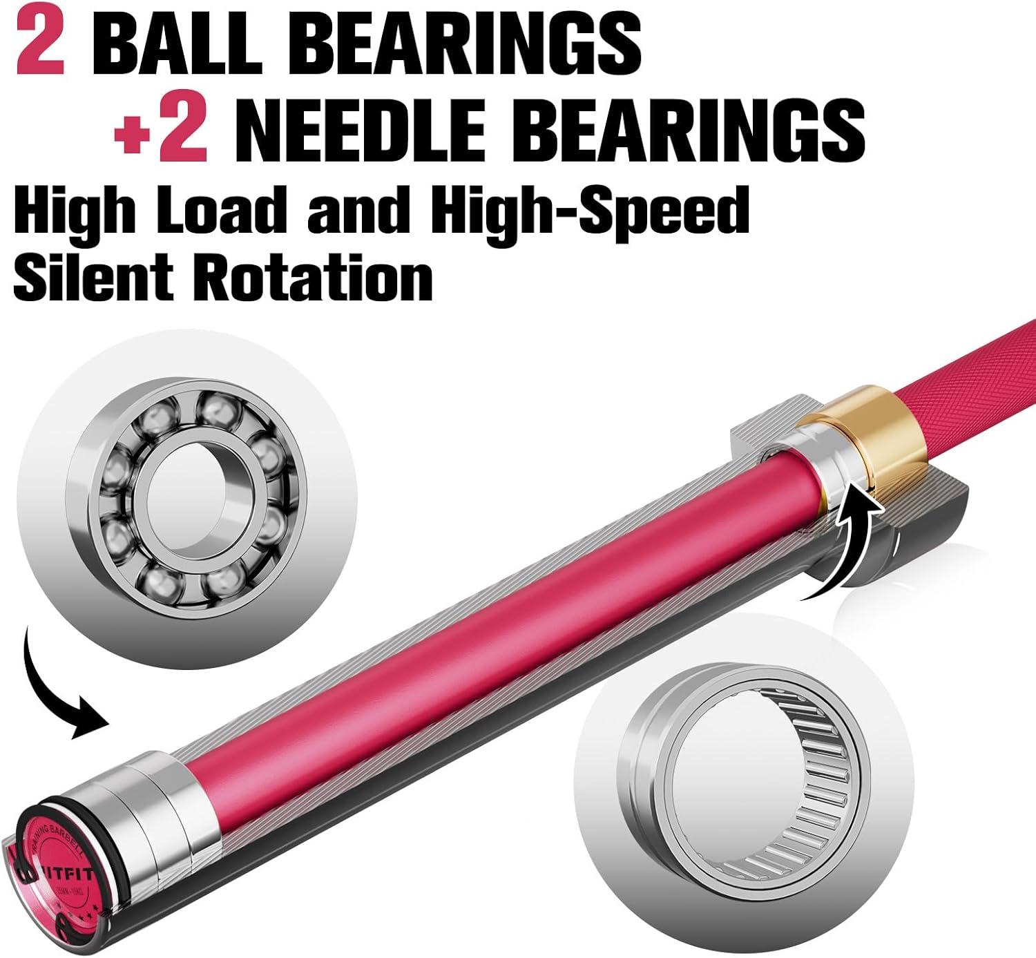 imageRITFIT 7FT Olympic Barbell for Strength and Weightlifting Training 2 Inch Olympic Bar for Squat Deadlift Bench Press Curl Overhead Press 600lbs1000lbs1200lbs CapacitySliverPink