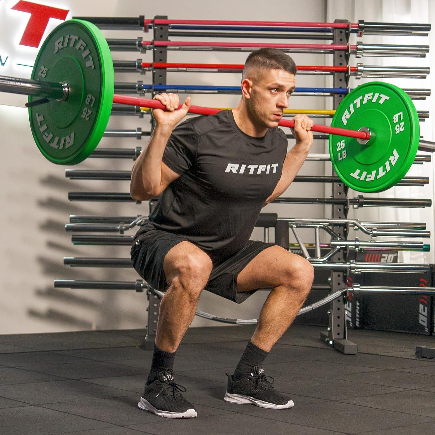 imageRITFIT 7FT Olympic Barbell for Strength and Weightlifting Training 2 Inch Olympic Bar for Squat Deadlift Bench Press Curl Overhead Press 600lbs1000lbs1200lbs CapacitySliverRed