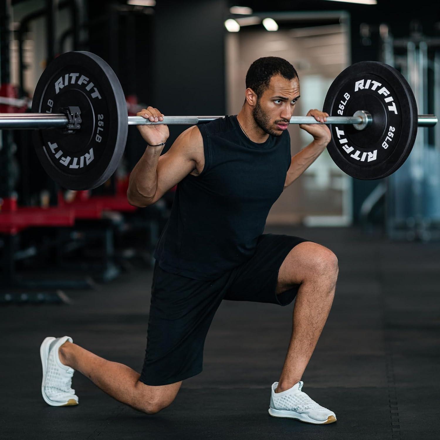imageRITFIT 7FT Olympic Barbell for Strength and Weightlifting Training 2 Inch Olympic Bar for Squat Deadlift Bench Press Curl Overhead Press 600lbs1000lbs1200lbs CapacitySilver