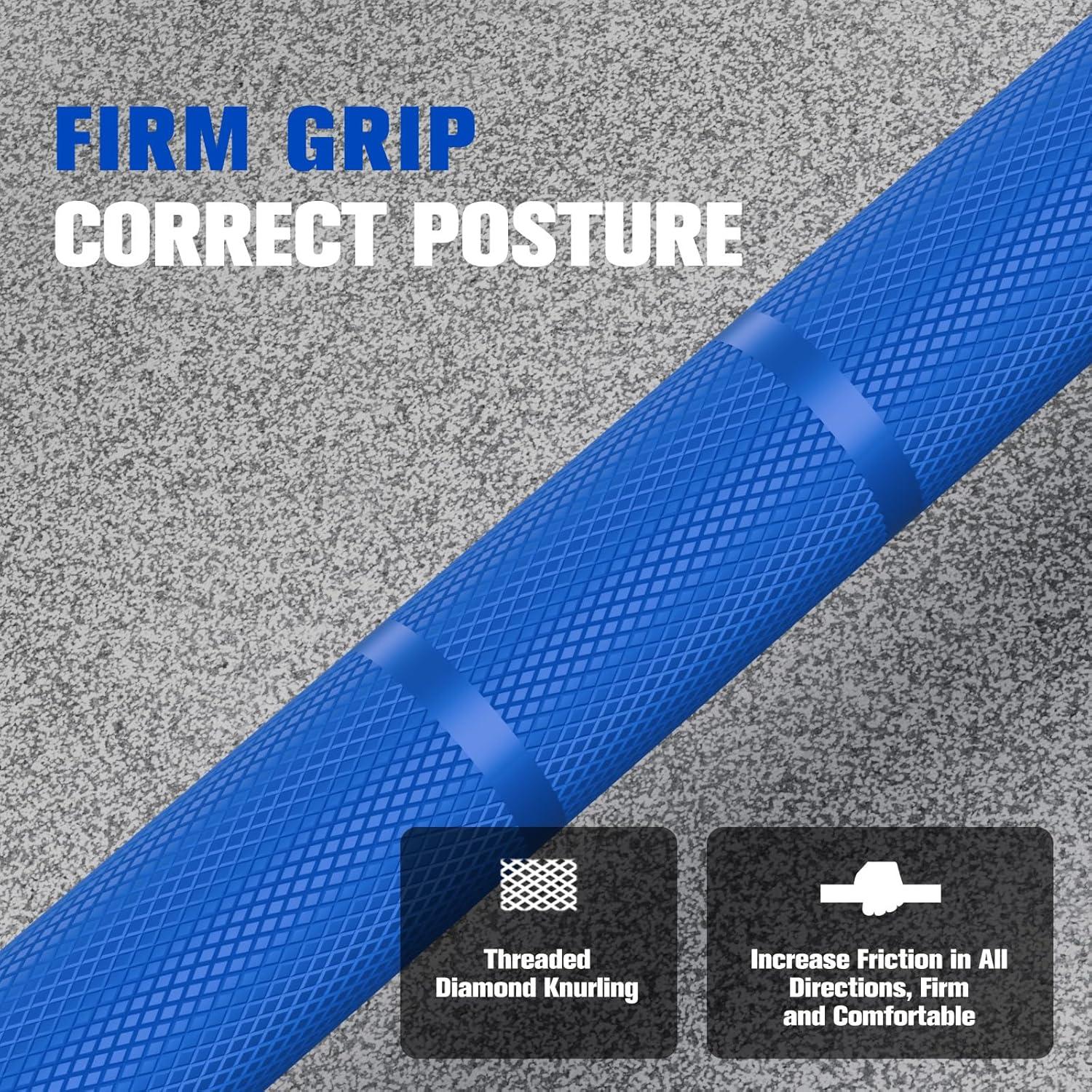 imageRITFIT 7FT Olympic Barbell for Strength and Weightlifting Training 2 Inch Olympic Bar for Squat Deadlift Bench Press Curl Overhead Press 600lbs1000lbs1200lbs CapacitySliverBlue