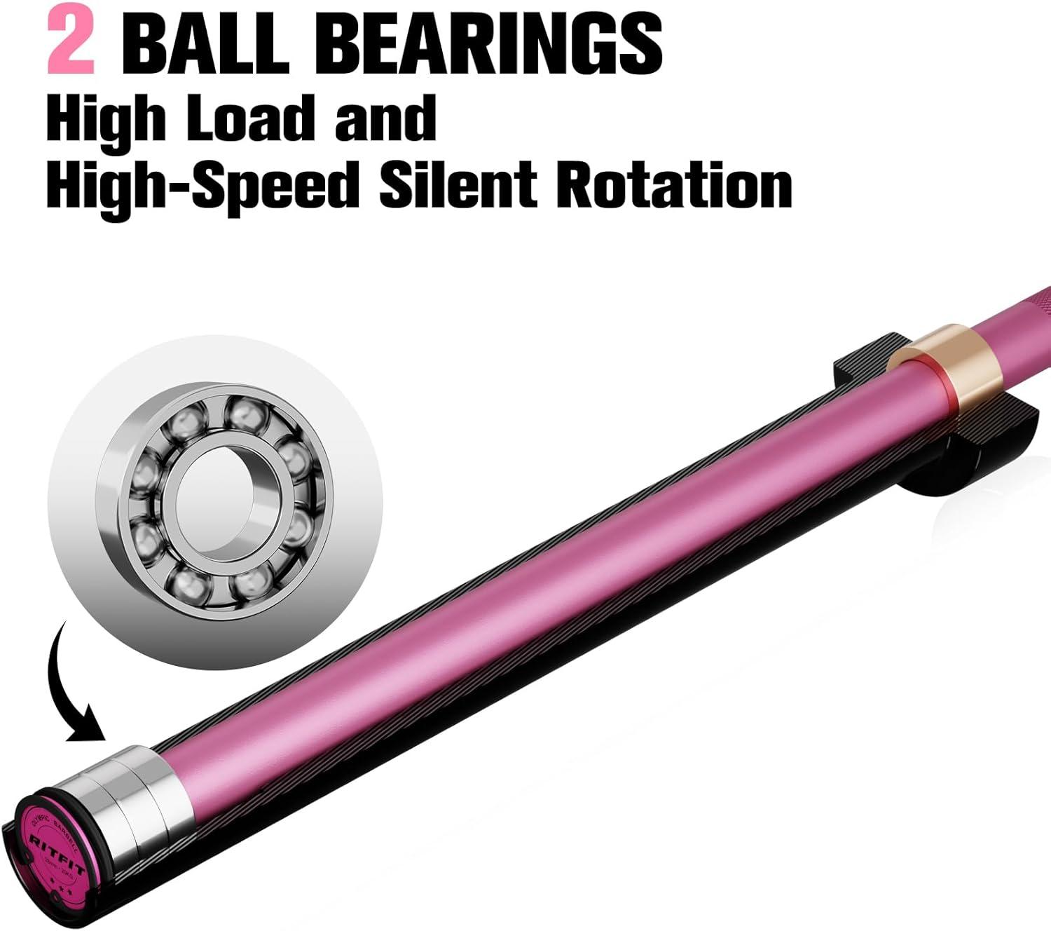 imageRITFIT 7FT Olympic Barbell for Strength and Weightlifting Training 2 Inch Olympic Bar for Squat Deadlift Bench Press Curl Overhead Press 600lbs1000lbs1200lbs CapacityPink