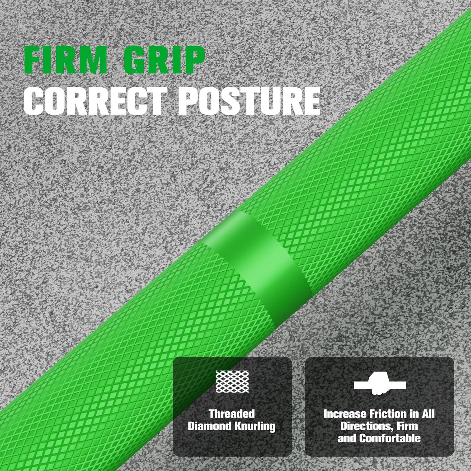 imageRITFIT 7FT Olympic Barbell for Strength and Weightlifting Training 2 Inch Olympic Bar for Squat Deadlift Bench Press Curl Overhead Press 600lbs1000lbs1200lbs CapacitySliverGreen