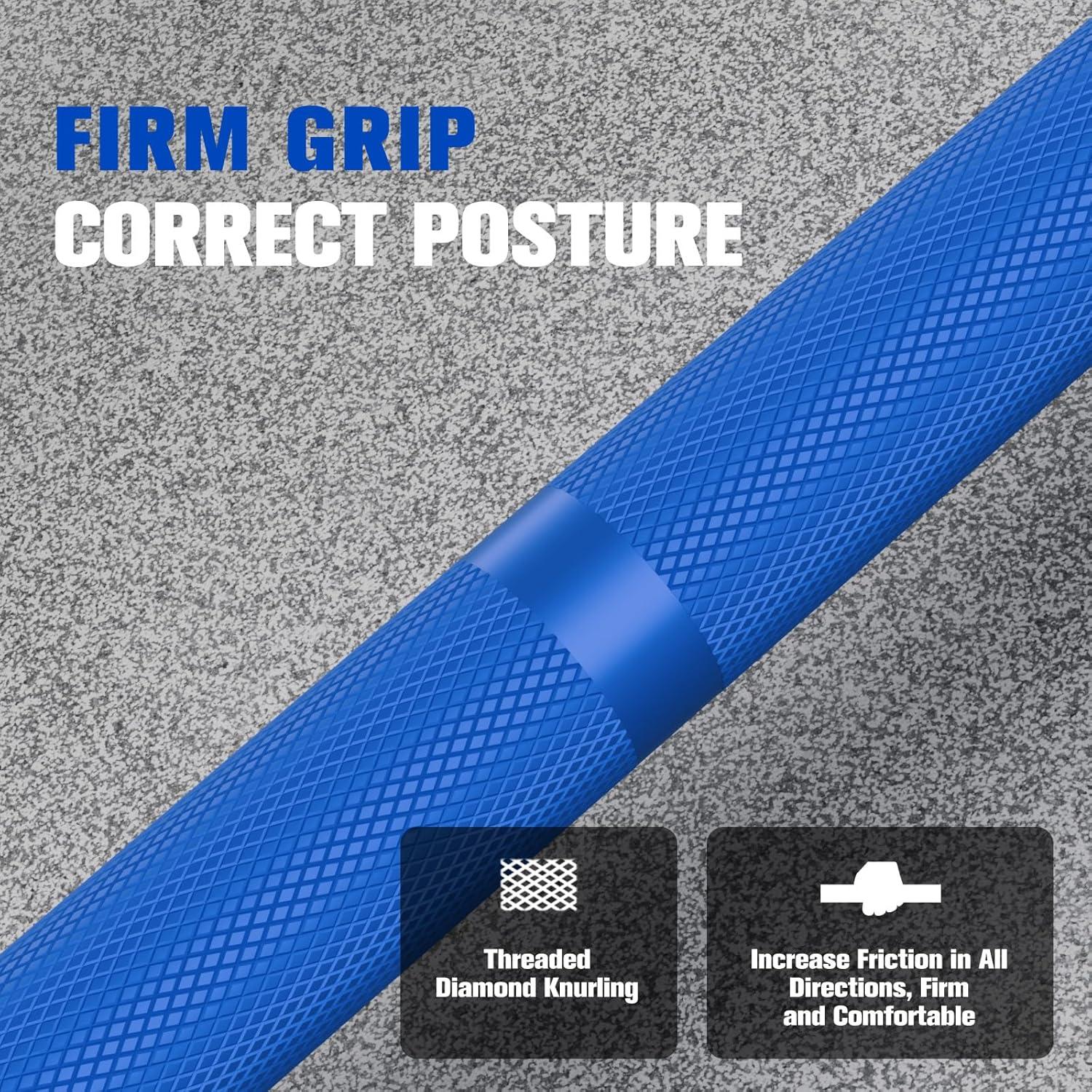 imageRITFIT 7FT Olympic Barbell for Strength and Weightlifting Training 2 Inch Olympic Bar for Squat Deadlift Bench Press Curl Overhead Press 600lbs1000lbs1200lbs CapacitySliverBlue