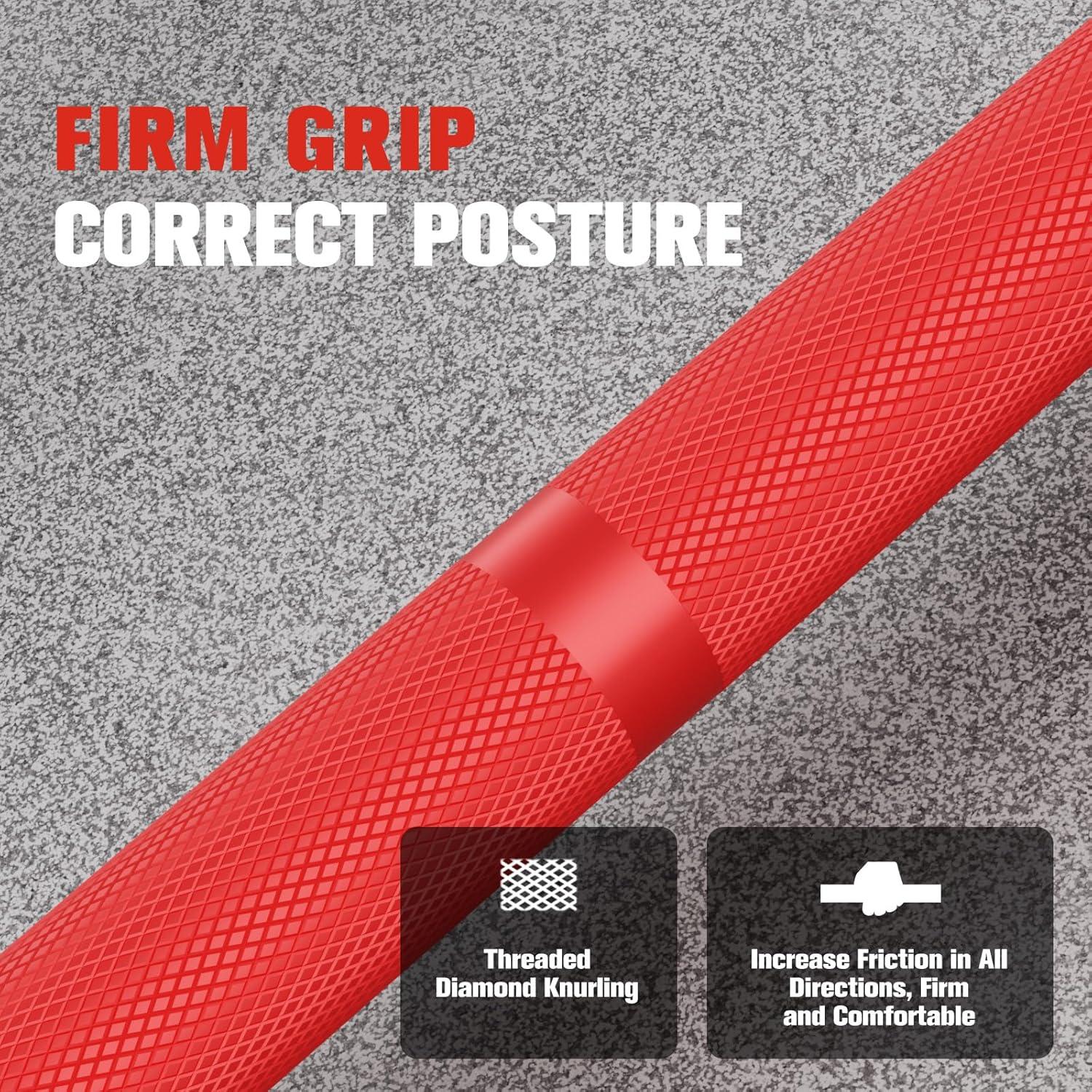 imageRITFIT 7FT Olympic Barbell for Strength and Weightlifting Training 2 Inch Olympic Bar for Squat Deadlift Bench Press Curl Overhead Press 600lbs1000lbs1200lbs CapacitySliverRed