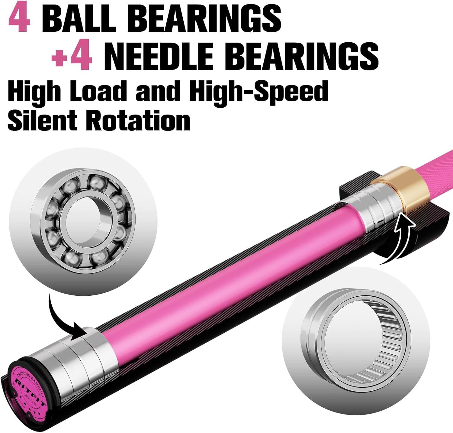 imageRITFIT 7FT Olympic Barbell for Strength and Weightlifting Training 2 Inch Olympic Bar for Squat Deadlift Bench Press Curl Overhead Press 600lbs1000lbs1200lbs CapacityPink