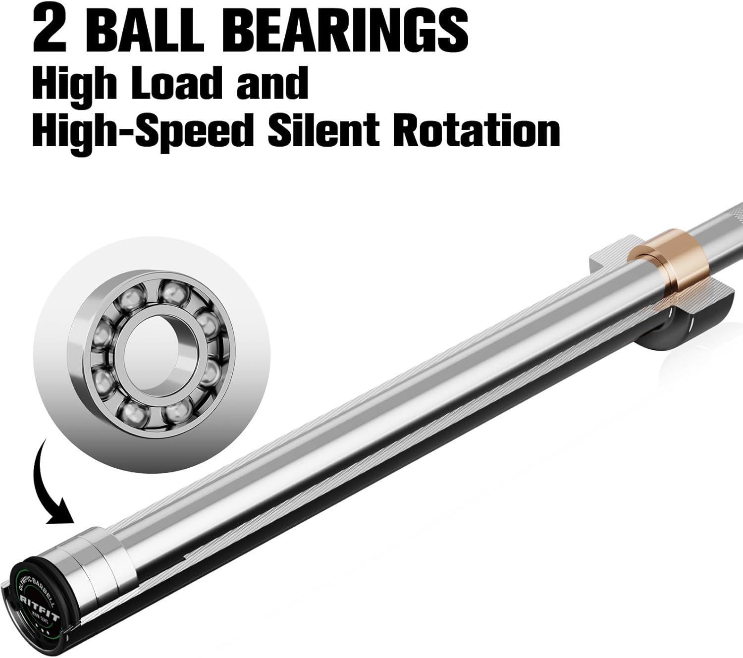 imageRITFIT 7FT Olympic Barbell for Strength and Weightlifting Training 2 Inch Olympic Bar for Squat Deadlift Bench Press Curl Overhead Press 600lbs1000lbs1200lbs CapacitySilver