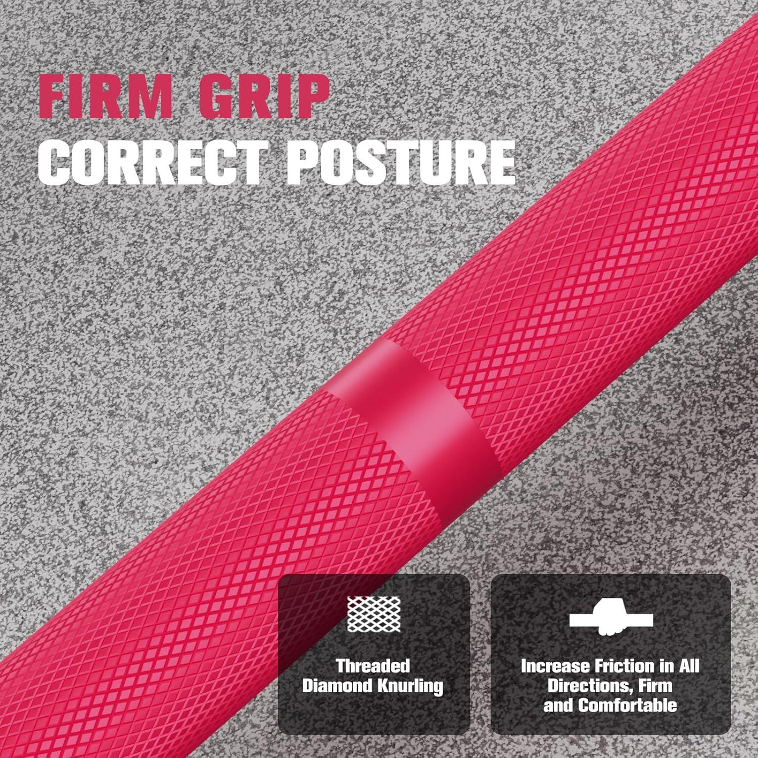 imageRITFIT 7FT Olympic Barbell for Strength and Weightlifting Training 2 Inch Olympic Bar for Squat Deadlift Bench Press Curl Overhead Press 600lbs1000lbs1200lbs CapacitySliverPink