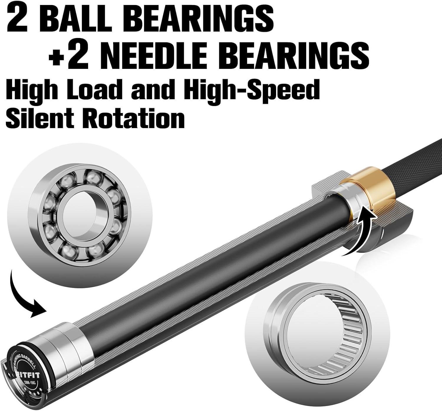 imageRITFIT 7FT Olympic Barbell for Strength and Weightlifting Training 2 Inch Olympic Bar for Squat Deadlift Bench Press Curl Overhead Press 600lbs1000lbs1200lbs CapacitySliverBlack