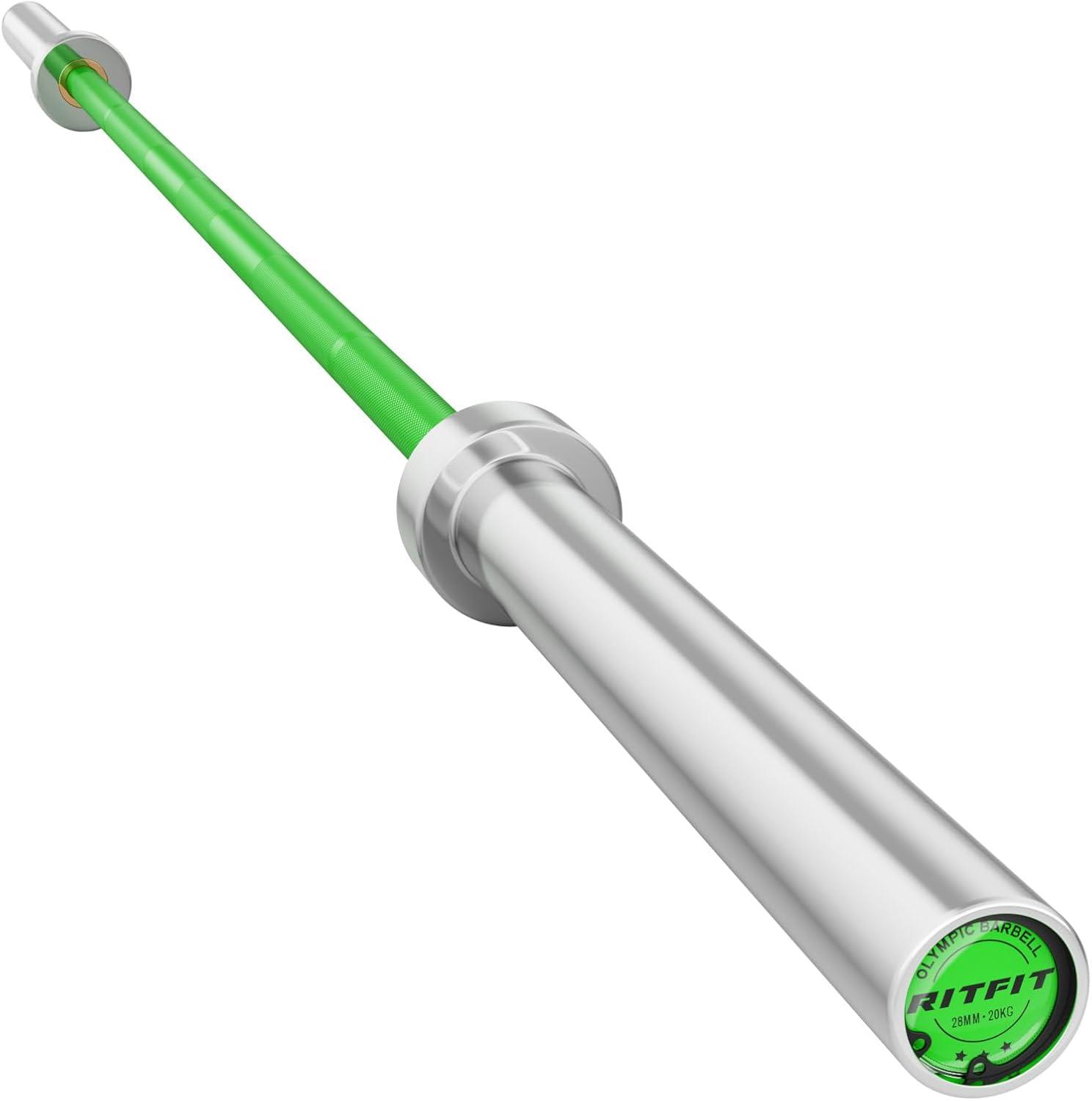 imageRITFIT 7FT Olympic Barbell for Strength and Weightlifting Training 2 Inch Olympic Bar for Squat Deadlift Bench Press Curl Overhead Press 600lbs1000lbs1200lbs CapacitySliverGreen
