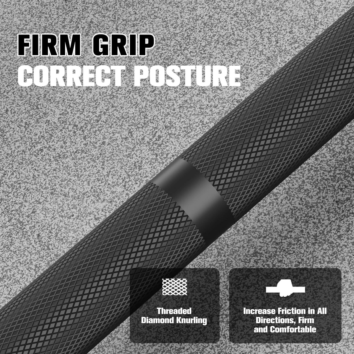 imageRITFIT 7FT Olympic Barbell for Strength and Weightlifting Training 2 Inch Olympic Bar for Squat Deadlift Bench Press Curl Overhead Press 600lbs1000lbs1200lbs CapacitySliverBlack