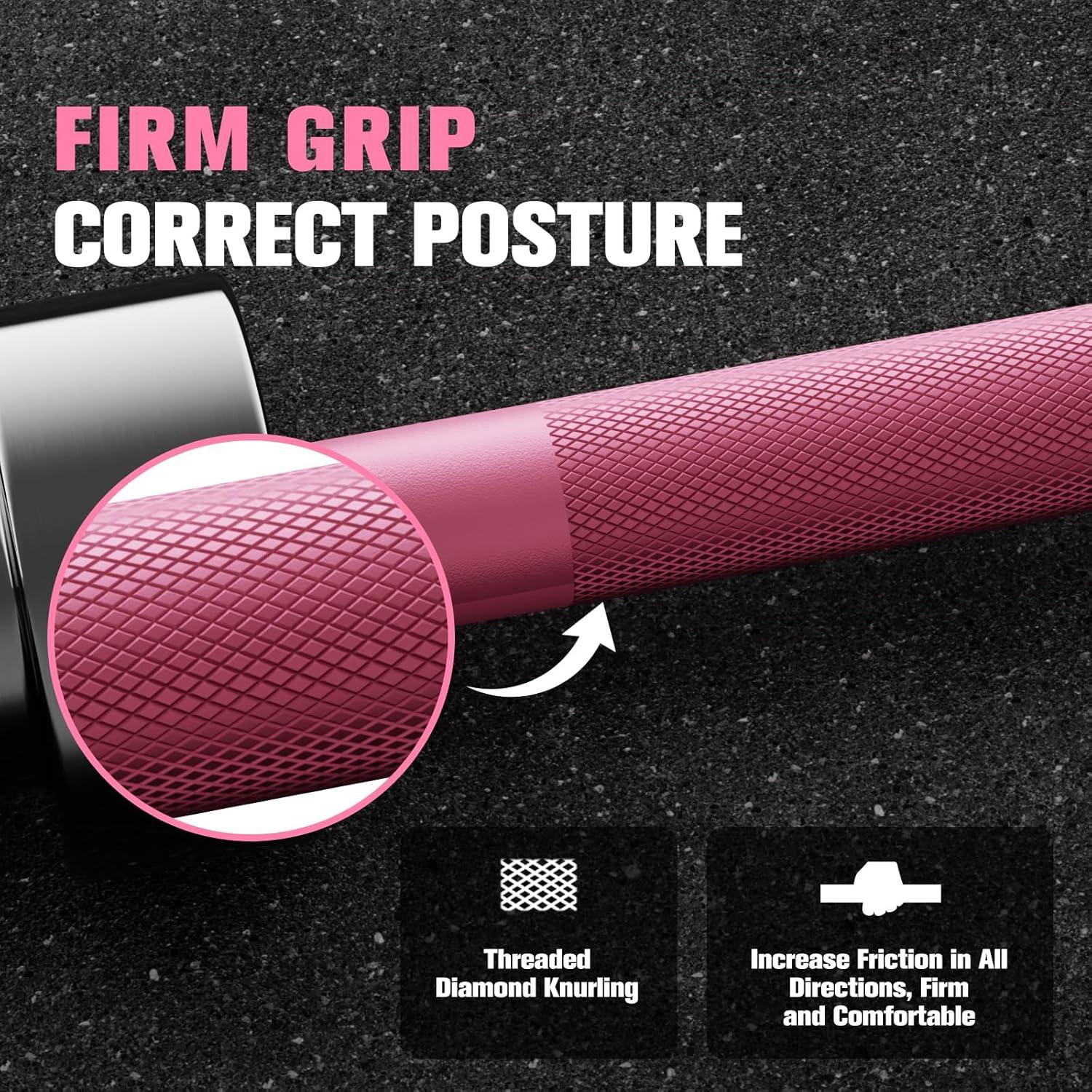 imageRITFIT 7FT Olympic Barbell for Strength and Weightlifting Training 2 Inch Olympic Bar for Squat Deadlift Bench Press Curl Overhead Press 600lbs1000lbs1200lbs CapacityPink