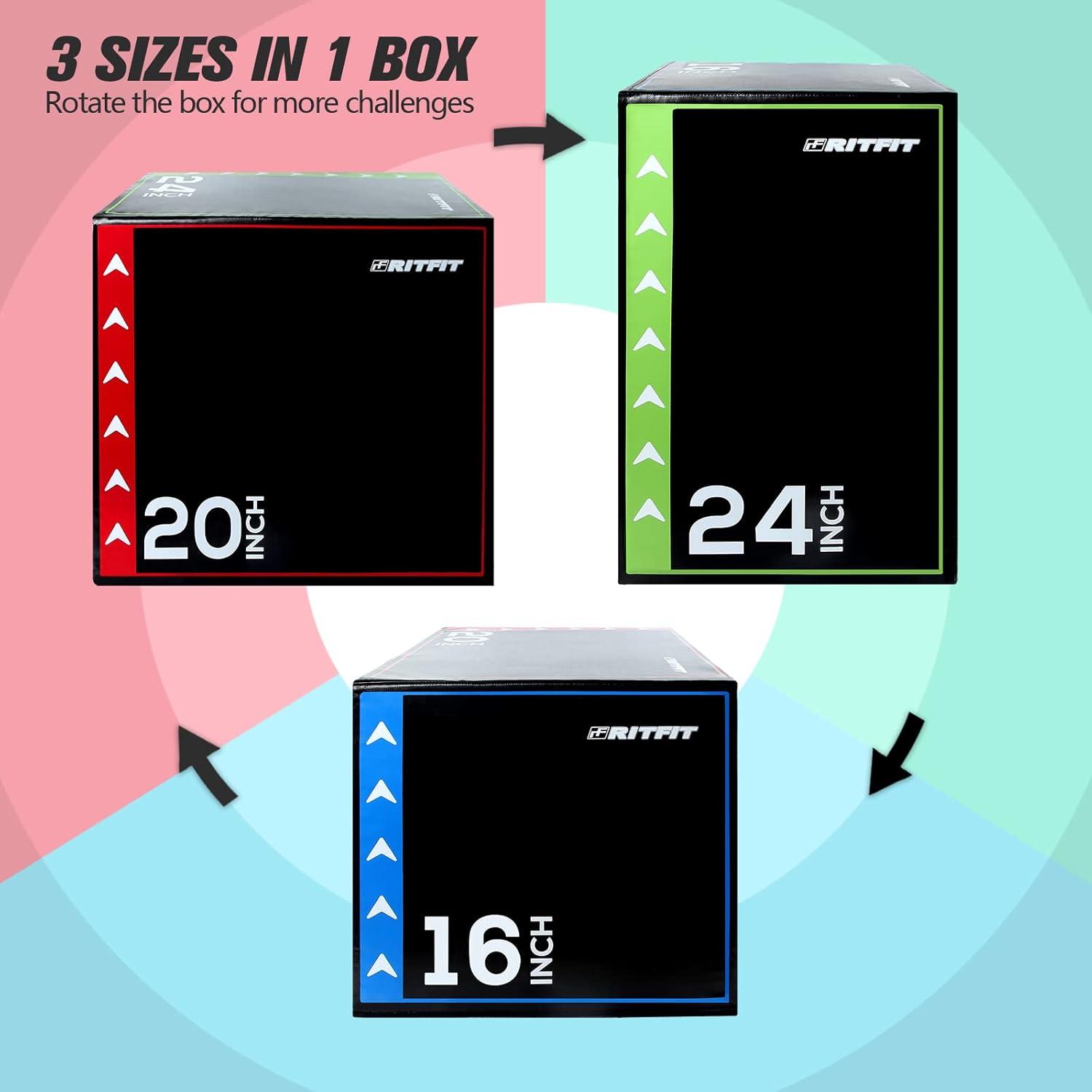 imageRitFit 3 in 1 Extra Firm Soft Plyo Box Foam Plyometric Box30x24x2020x18x16 Heavy Duty High Density Foam Jumping Box 3 Sizes with PVC CoverPlatform for Home Gym Fitness 440lb Weight CapacityMEDIUMA
