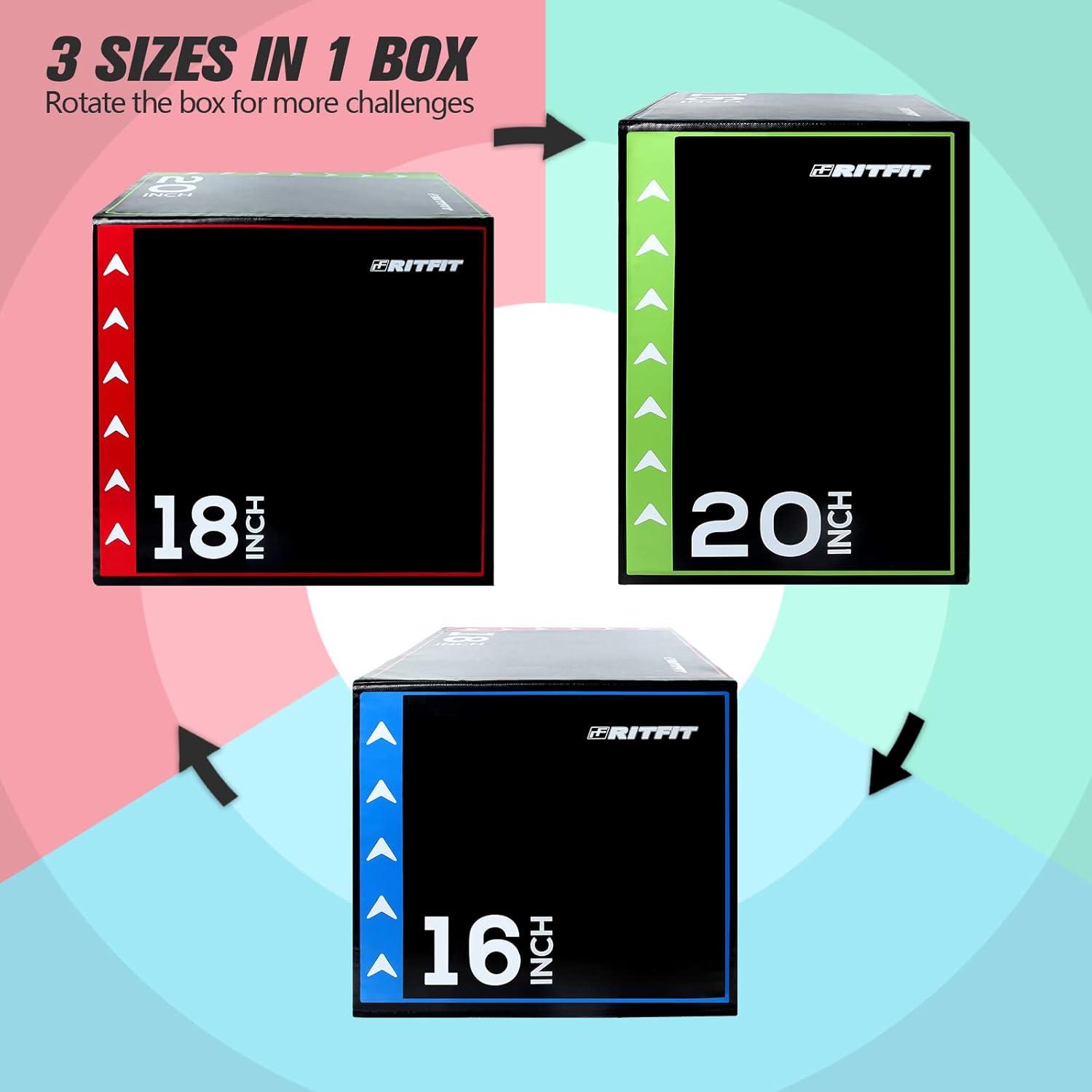 imageRitFit 3 in 1 Extra Firm Soft Plyo Box Foam Plyometric Box30x24x2020x18x16 Heavy Duty High Density Foam Jumping Box 3 Sizes with PVC CoverPlatform for Home Gym Fitness 440lb Weight CapacitySMALLA