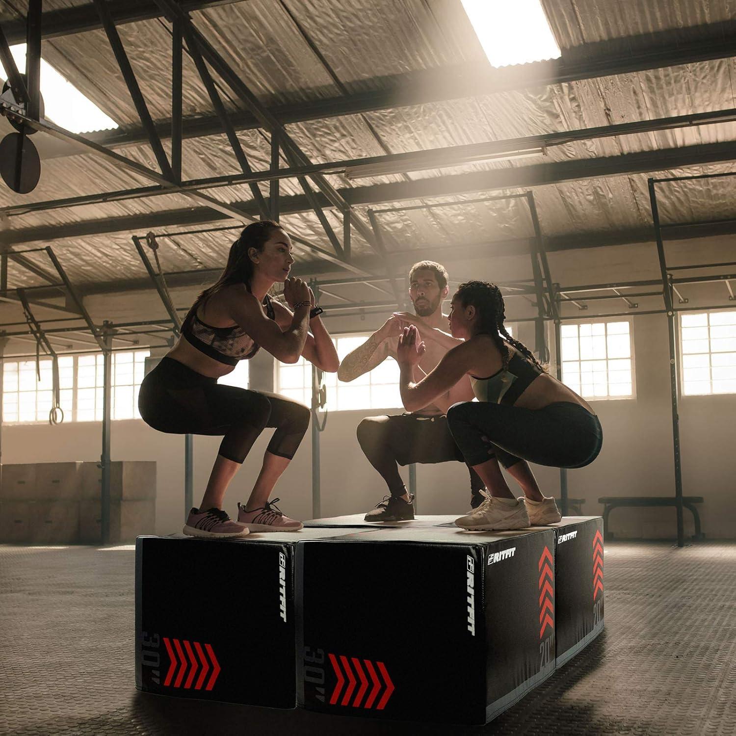 imageRitFit 3 in 1 Extra Firm Soft Plyo Box Foam Plyometric Box30x24x2020x18x16 Heavy Duty High Density Foam Jumping Box 3 Sizes with PVC CoverPlatform for Home Gym Fitness 440lb Weight CapacitySMALLB