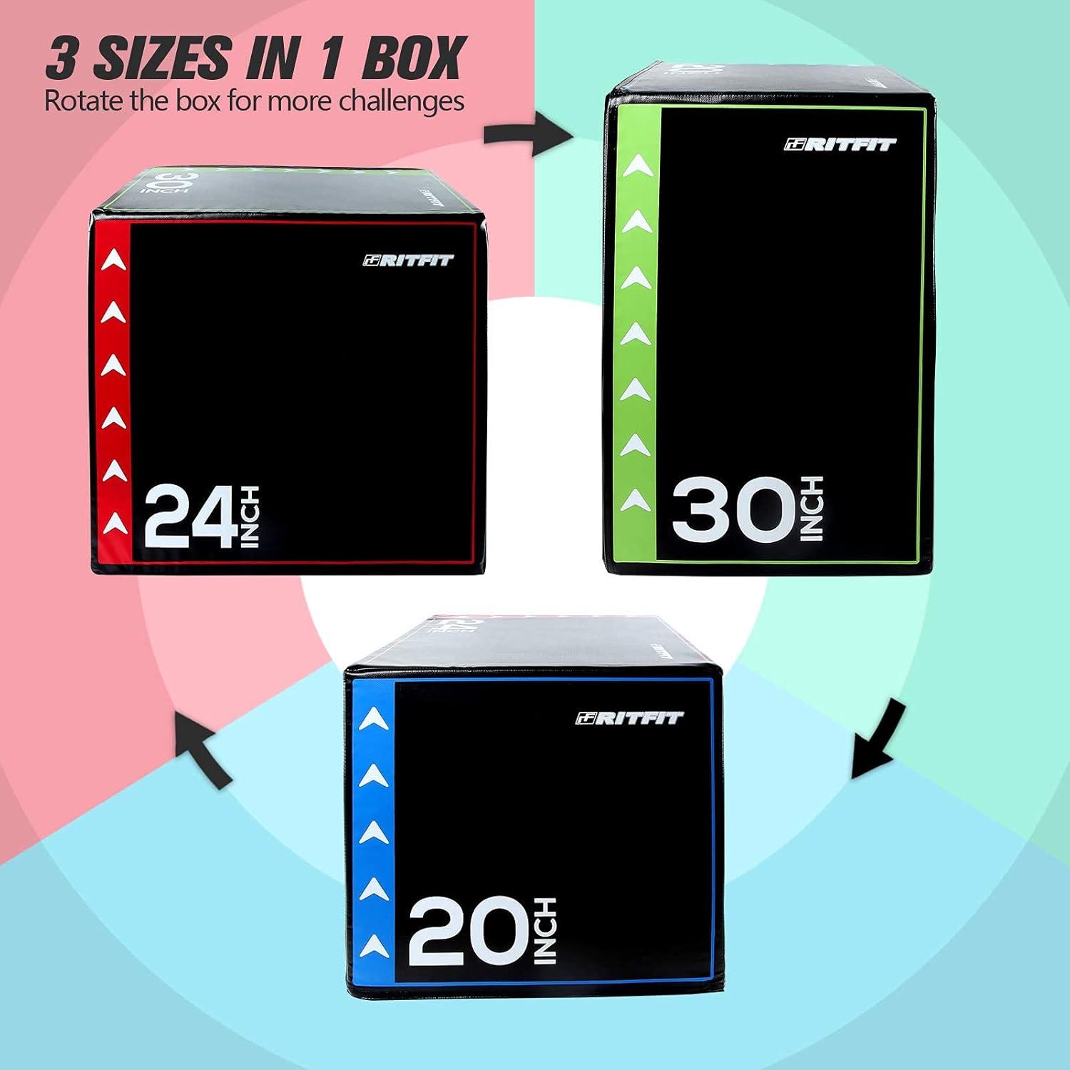 imageRitFit 3 in 1 Extra Firm Soft Plyo Box Foam Plyometric Box30x24x2020x18x16 Heavy Duty High Density Foam Jumping Box 3 Sizes with PVC CoverPlatform for Home Gym Fitness 440lb Weight CapacityLARGEA
