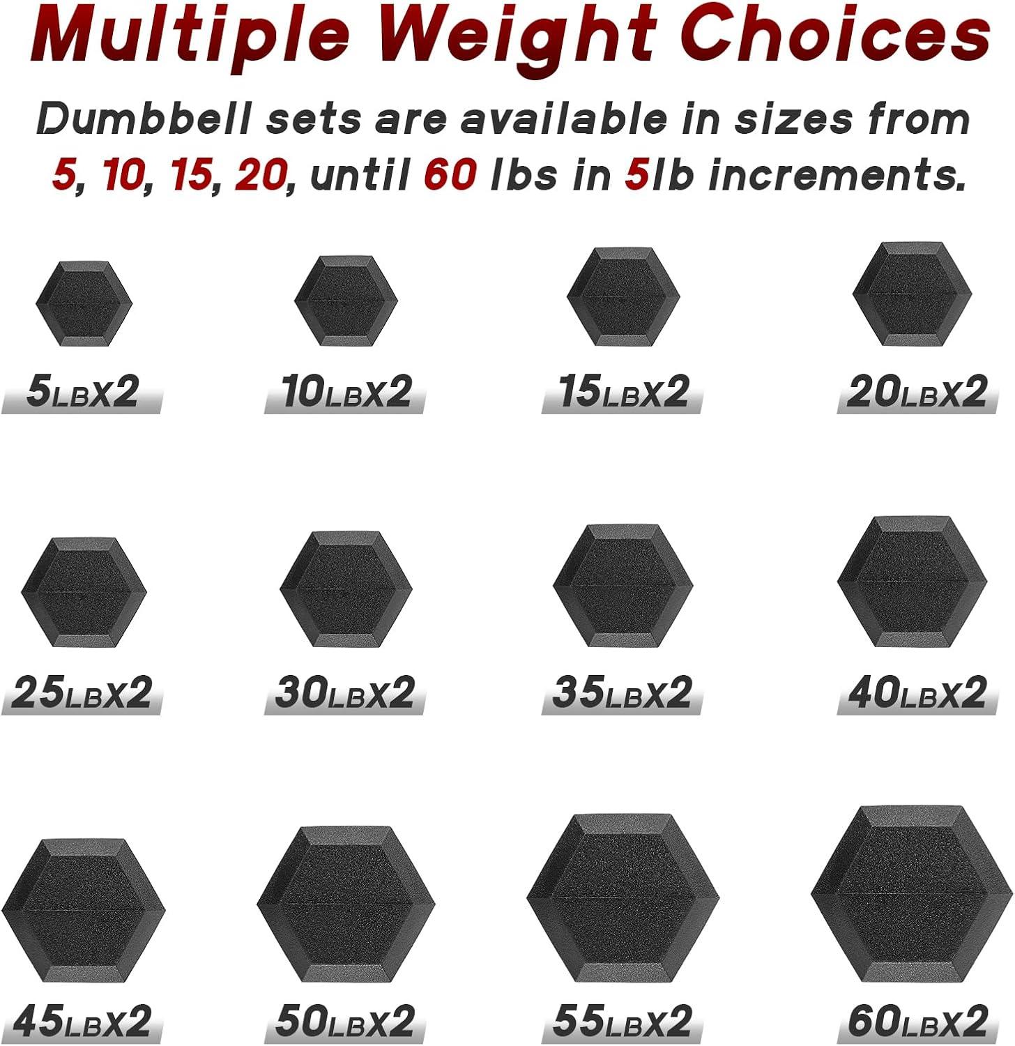imageRitFit 5650 LBS PVC Encased Hex Dumbbell Sets with Optional Rack for Home Gym Hand weight with Chrome Handle for Strength Training Workouts2X5LBS