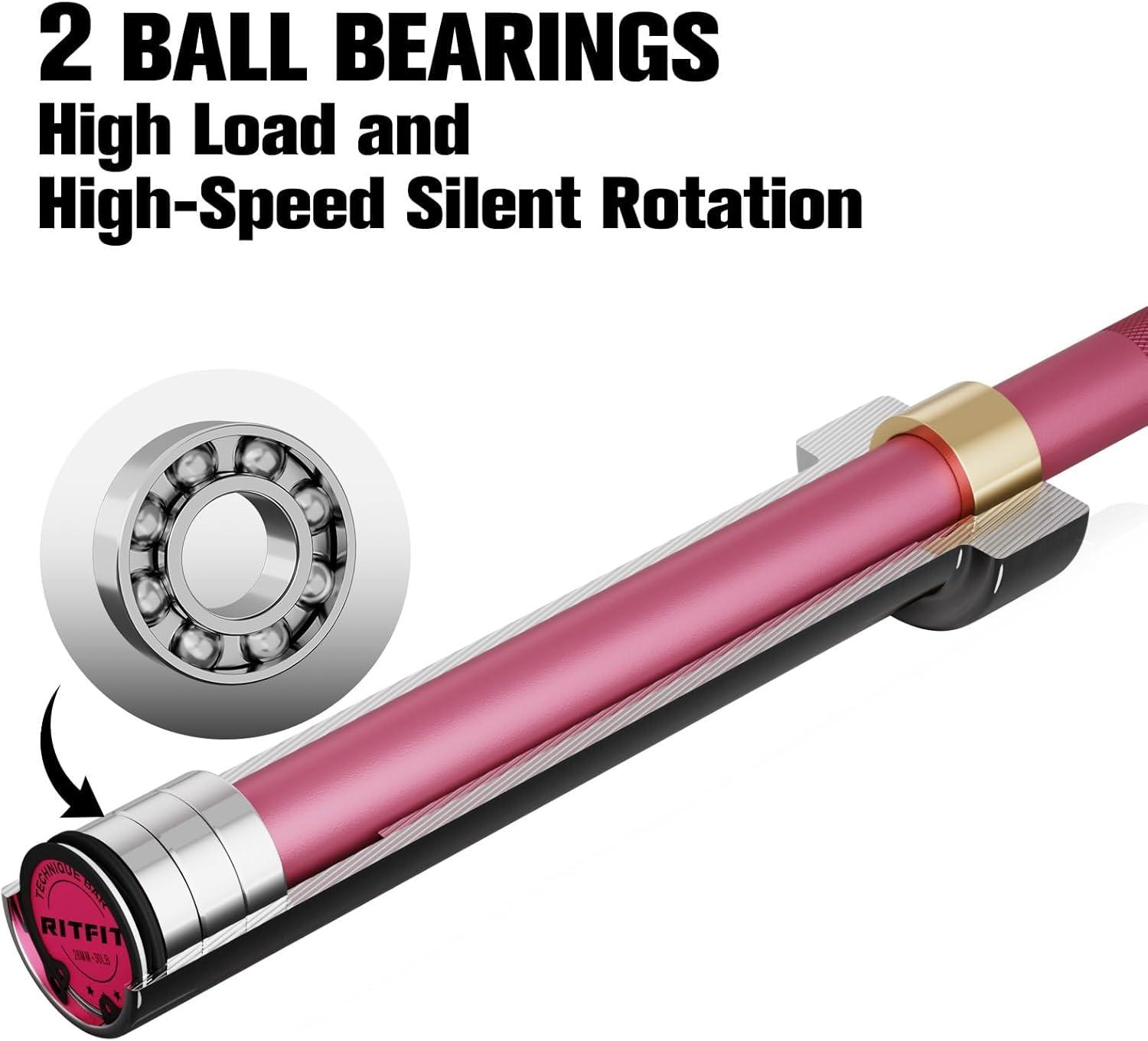 imageRitFit Barbell Weight Set 46FT Olympic Barbell with Weight Plates 55275LB Total Weightlifting Equipment for Squats Curls Deadlifts Presses Hip ThrustsPink