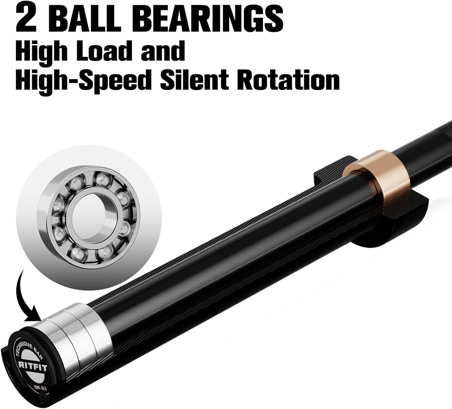 imageRitFit Barbell Weight Set 46FT Olympic Barbell with Weight Plates 55275LB Total Weightlifting Equipment for Squats Curls Deadlifts Presses Hip ThrustsBlack
