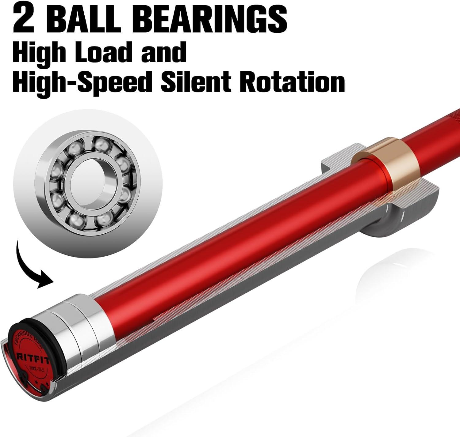 imageRitFit Barbell Weight Set 46FT Olympic Barbell with Weight Plates 55275LB Total Weightlifting Equipment for Squats Curls Deadlifts Presses Hip ThrustsSilverRed