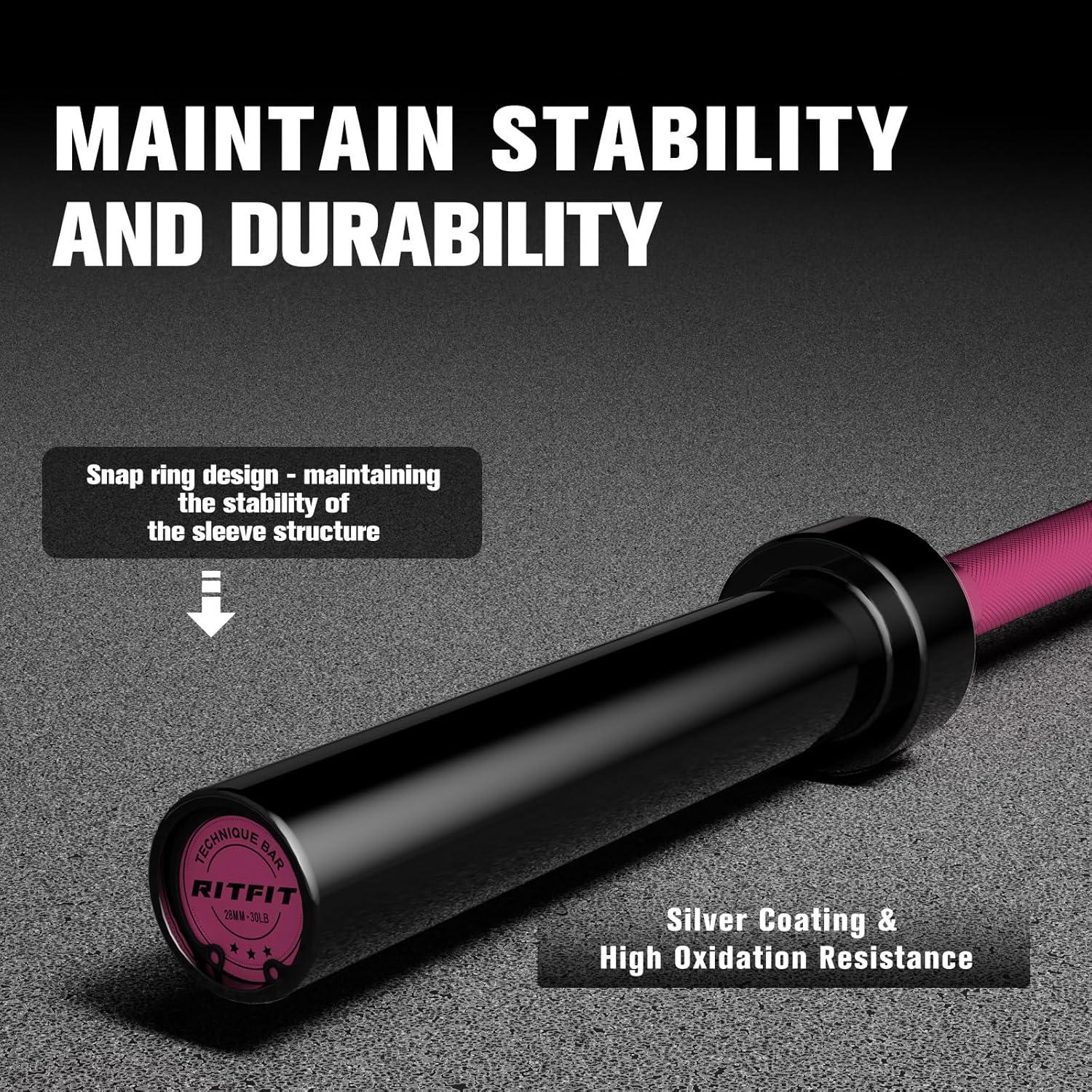 imageRitFit Barbell Weight Set 46FT Olympic Barbell with Weight Plates 55275LB Total Weightlifting Equipment for Squats Curls Deadlifts Presses Hip ThrustsBlackPink