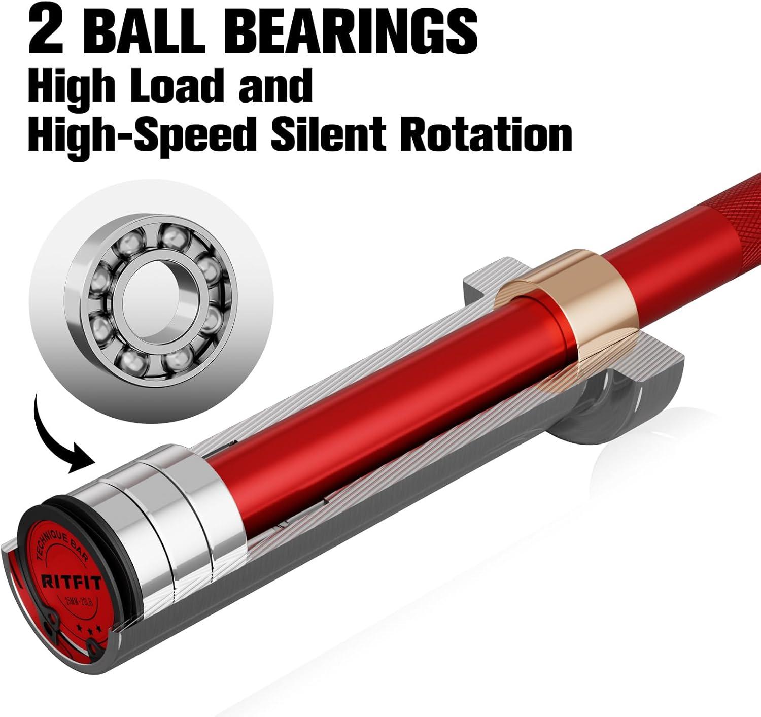 imageRitFit Barbell Weight Set 46FT Olympic Barbell with Weight Plates 55275LB Total Weightlifting Equipment for Squats Curls Deadlifts Presses Hip ThrustsSilverRed