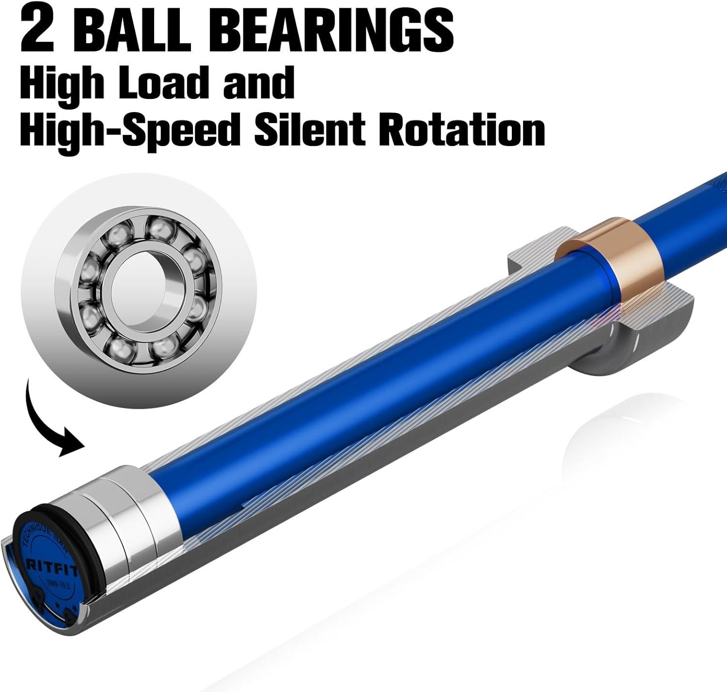 imageRitFit Barbell Weight Set 46FT Olympic Barbell with Weight Plates 55275LB Total Weightlifting Equipment for Squats Curls Deadlifts Presses Hip ThrustsSilverBlue