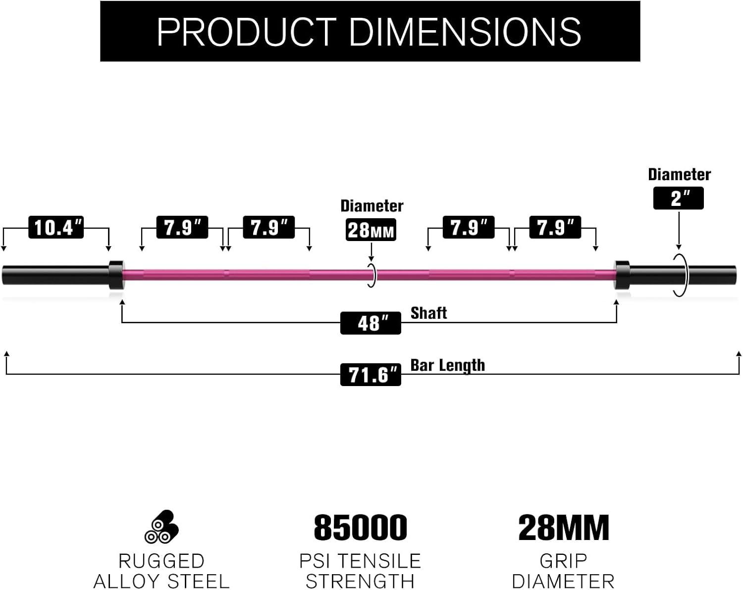 imageRitFit Barbell Weight Set 46FT Olympic Barbell with Weight Plates 55275LB Total Weightlifting Equipment for Squats Curls Deadlifts Presses Hip ThrustsBlackPink