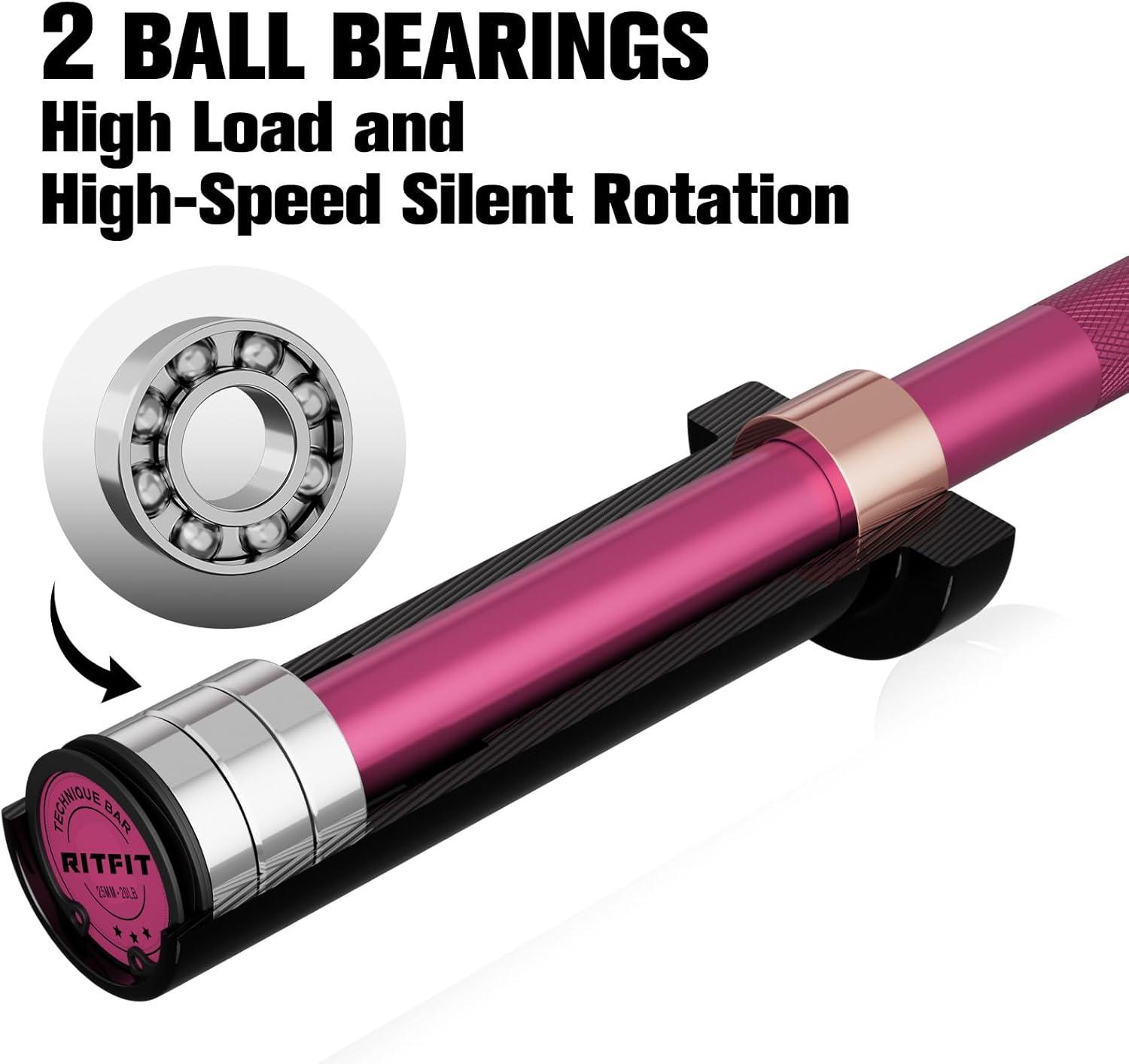 imageRitFit Barbell Weight Set 46FT Olympic Barbell with Weight Plates 55275LB Total Weightlifting Equipment for Squats Curls Deadlifts Presses Hip ThrustsBlackPink
