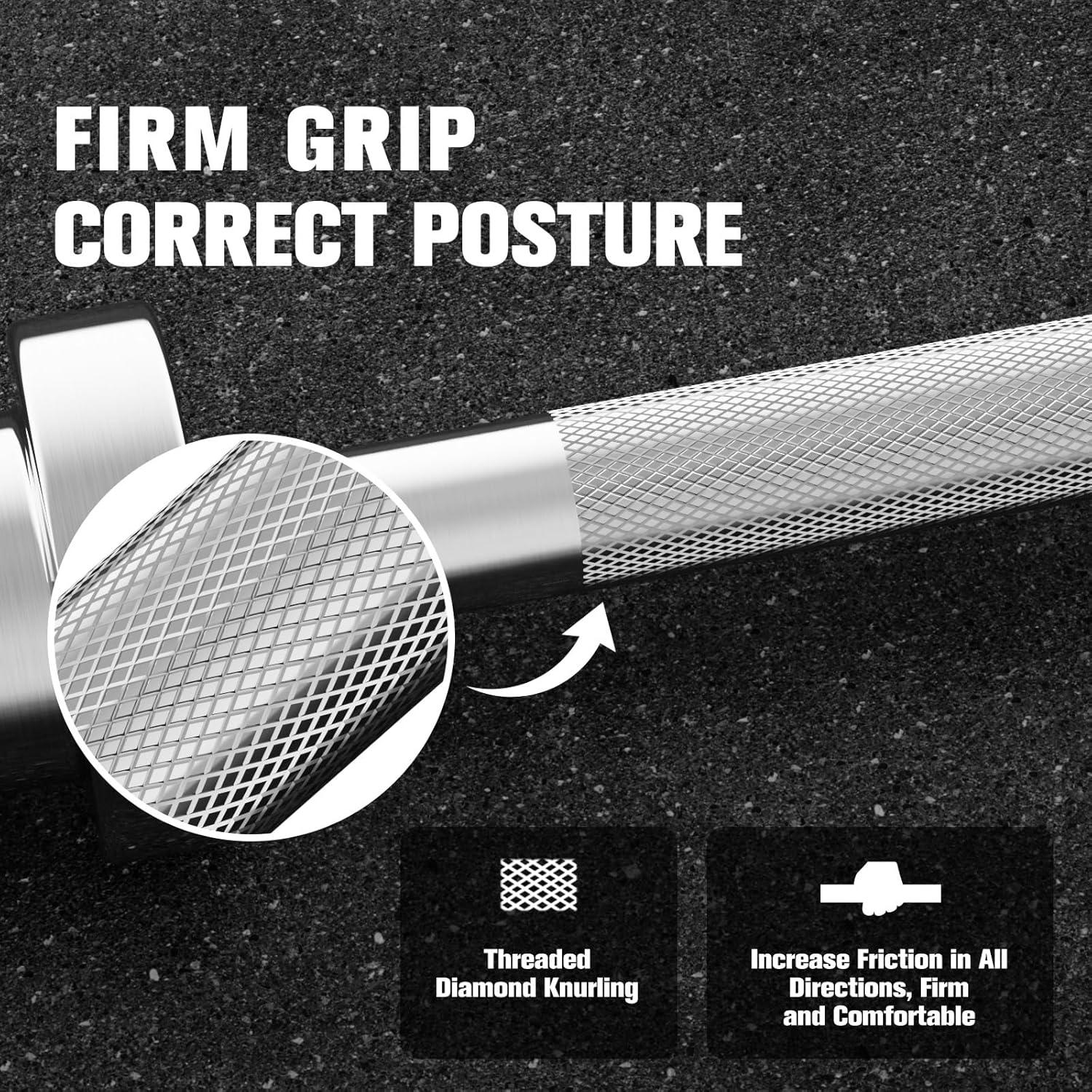 imageRitFit Barbell Weight Set 46FT Olympic Barbell with Weight Plates 55275LB Total Weightlifting Equipment for Squats Curls Deadlifts Presses Hip ThrustsSilver