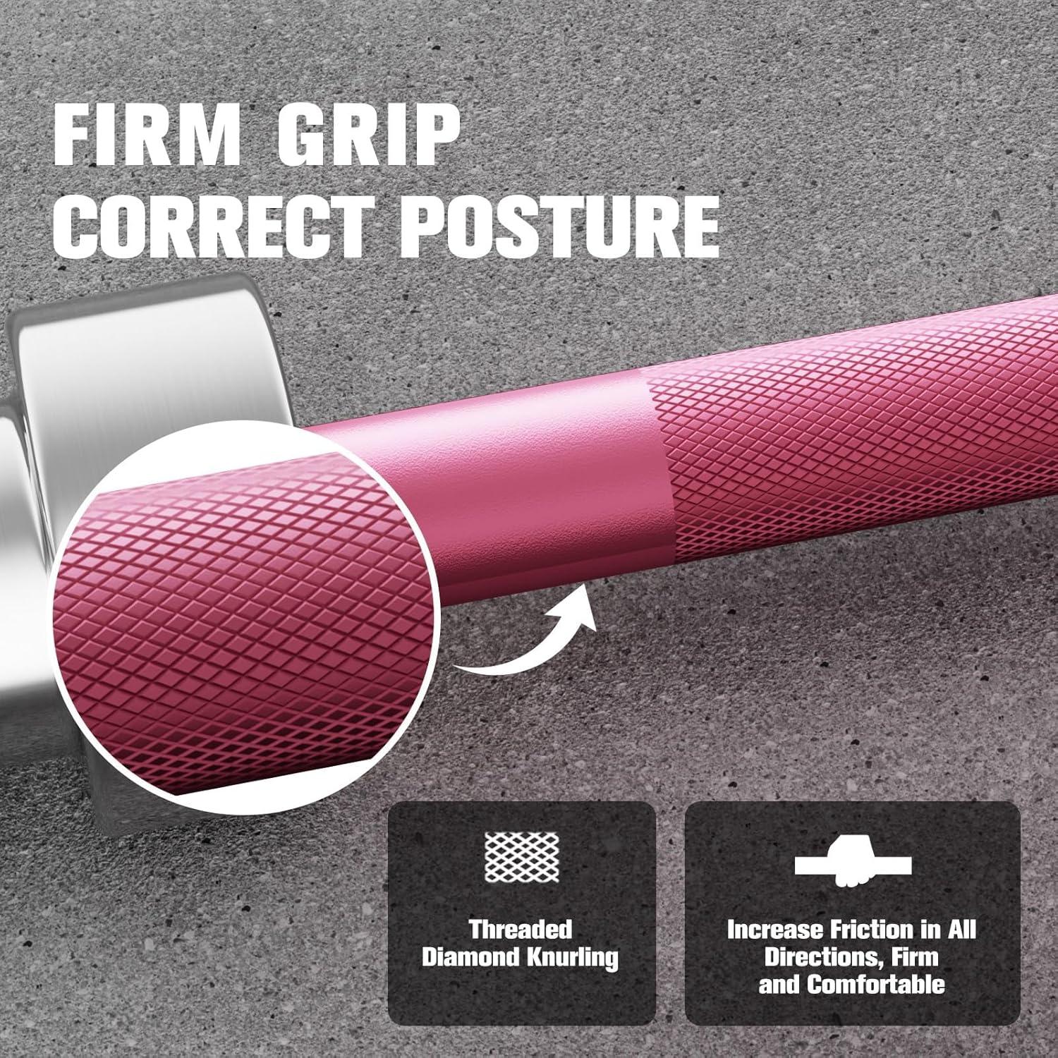 imageRitFit Barbell Weight Set 46FT Olympic Barbell with Weight Plates 55275LB Total Weightlifting Equipment for Squats Curls Deadlifts Presses Hip ThrustsPink