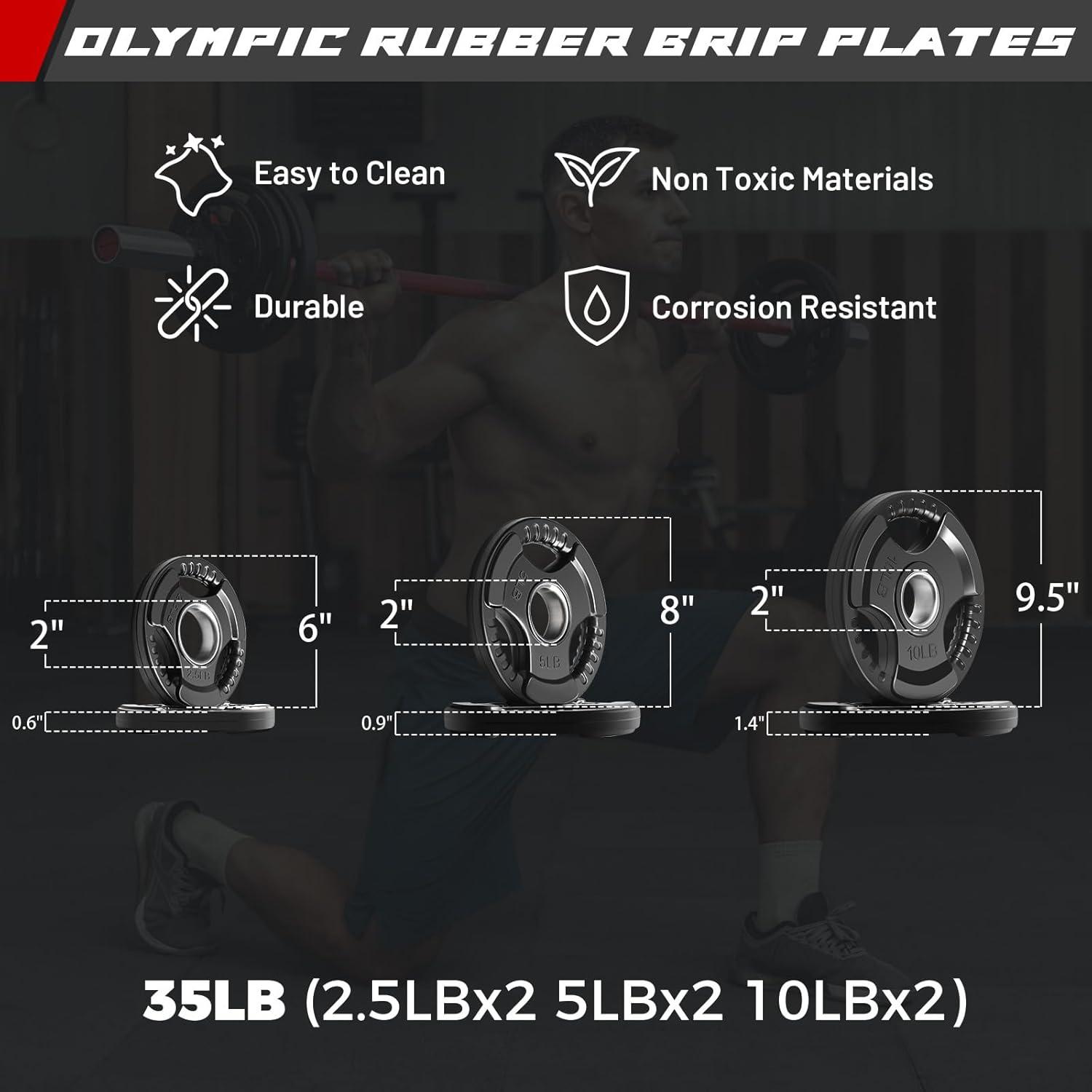 imageRitFit Barbell Weight Set 46FT Olympic Barbell with Weight Plates 55275LB Total Weightlifting Equipment for Squats Curls Deadlifts Presses Hip ThrustsSilverRed