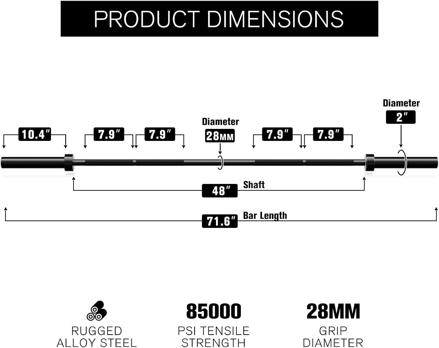 imageRitFit Barbell Weight Set 46FT Olympic Barbell with Weight Plates 55275LB Total Weightlifting Equipment for Squats Curls Deadlifts Presses Hip ThrustsBlack