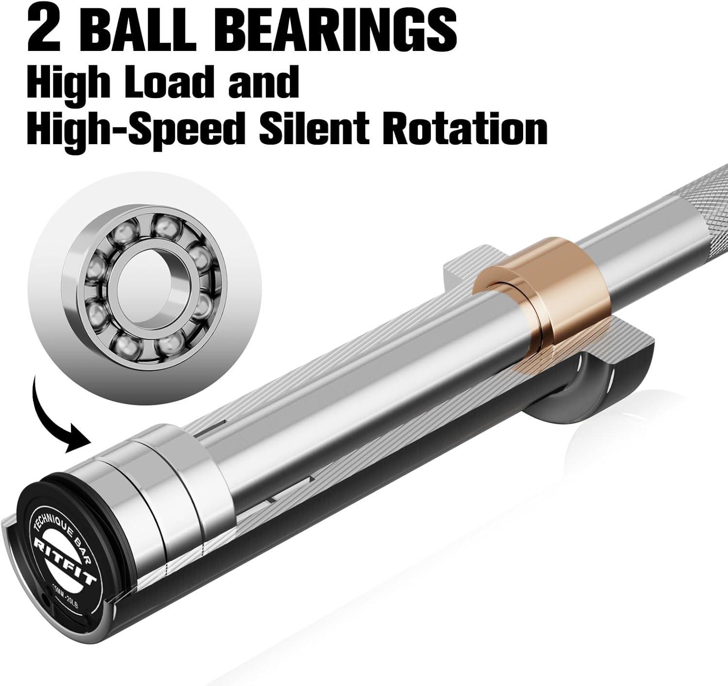 imageRitFit Barbell Weight Set 46FT Olympic Barbell with Weight Plates 55275LB Total Weightlifting Equipment for Squats Curls Deadlifts Presses Hip ThrustsSilver