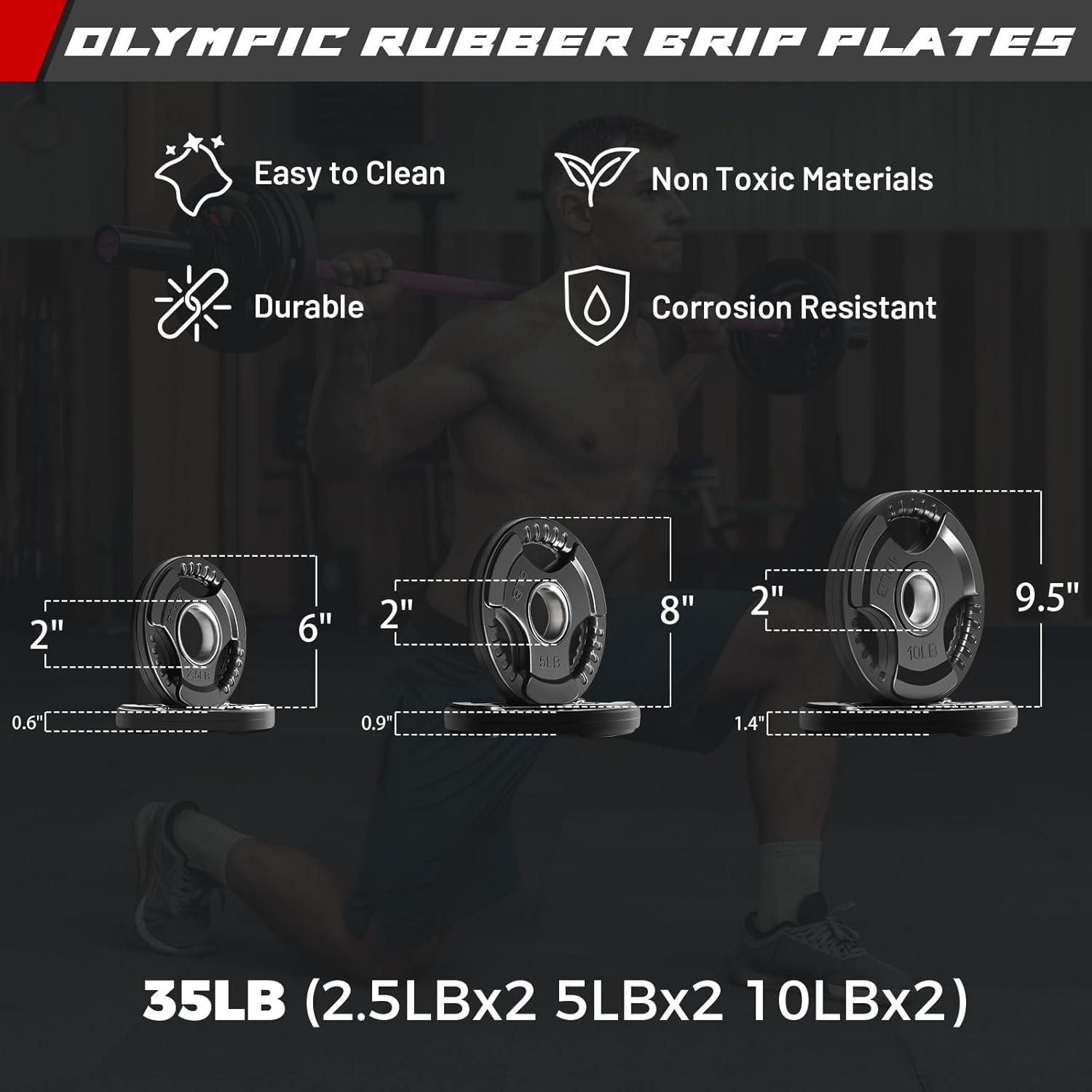imageRitFit Barbell Weight Set 46FT Olympic Barbell with Weight Plates 55275LB Total Weightlifting Equipment for Squats Curls Deadlifts Presses Hip ThrustsBlackPink