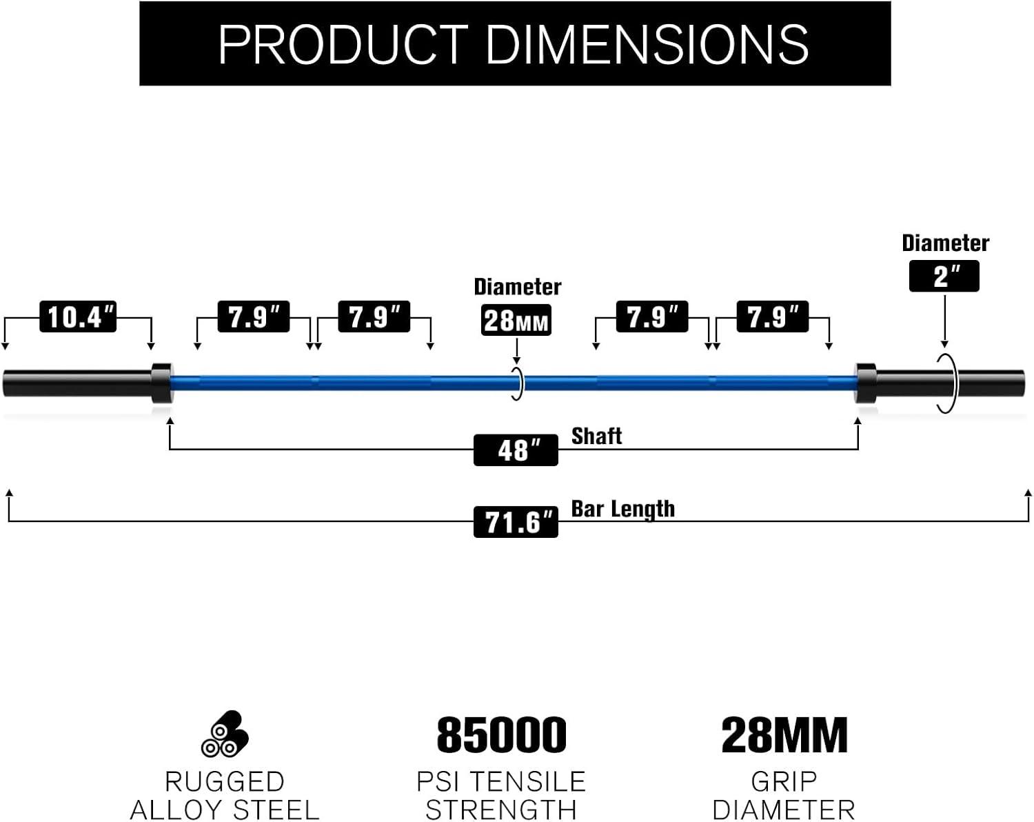 imageRitFit Barbell Weight Set 46FT Olympic Barbell with Weight Plates 55275LB Total Weightlifting Equipment for Squats Curls Deadlifts Presses Hip ThrustsBlackBlue