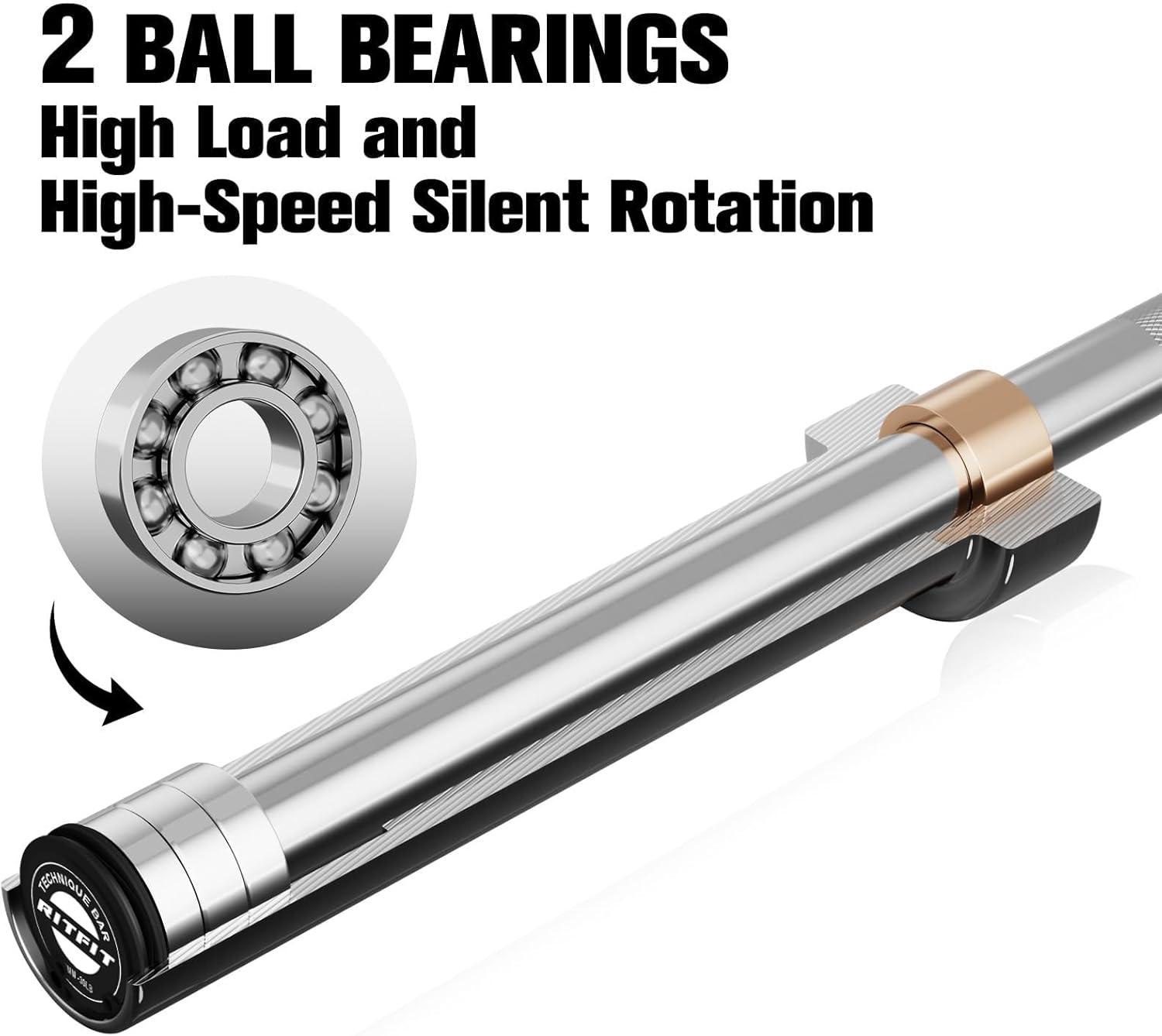 imageRitFit Barbell Weight Set 46FT Olympic Barbell with Weight Plates 55275LB Total Weightlifting Equipment for Squats Curls Deadlifts Presses Hip ThrustsSilver