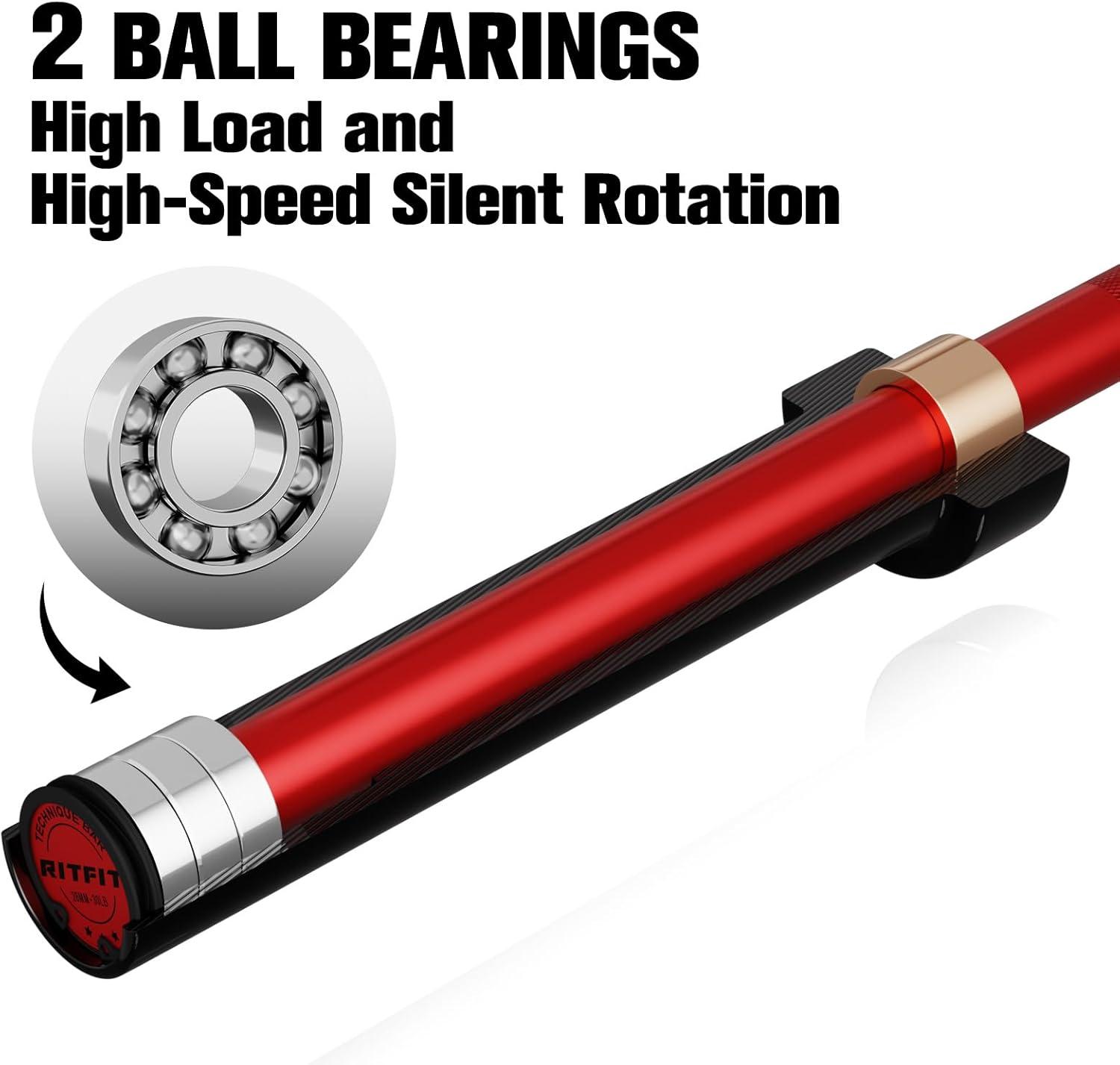 imageRitFit Barbell Weight Set 46FT Olympic Barbell with Weight Plates 55275LB Total Weightlifting Equipment for Squats Curls Deadlifts Presses Hip ThrustsBlackRed