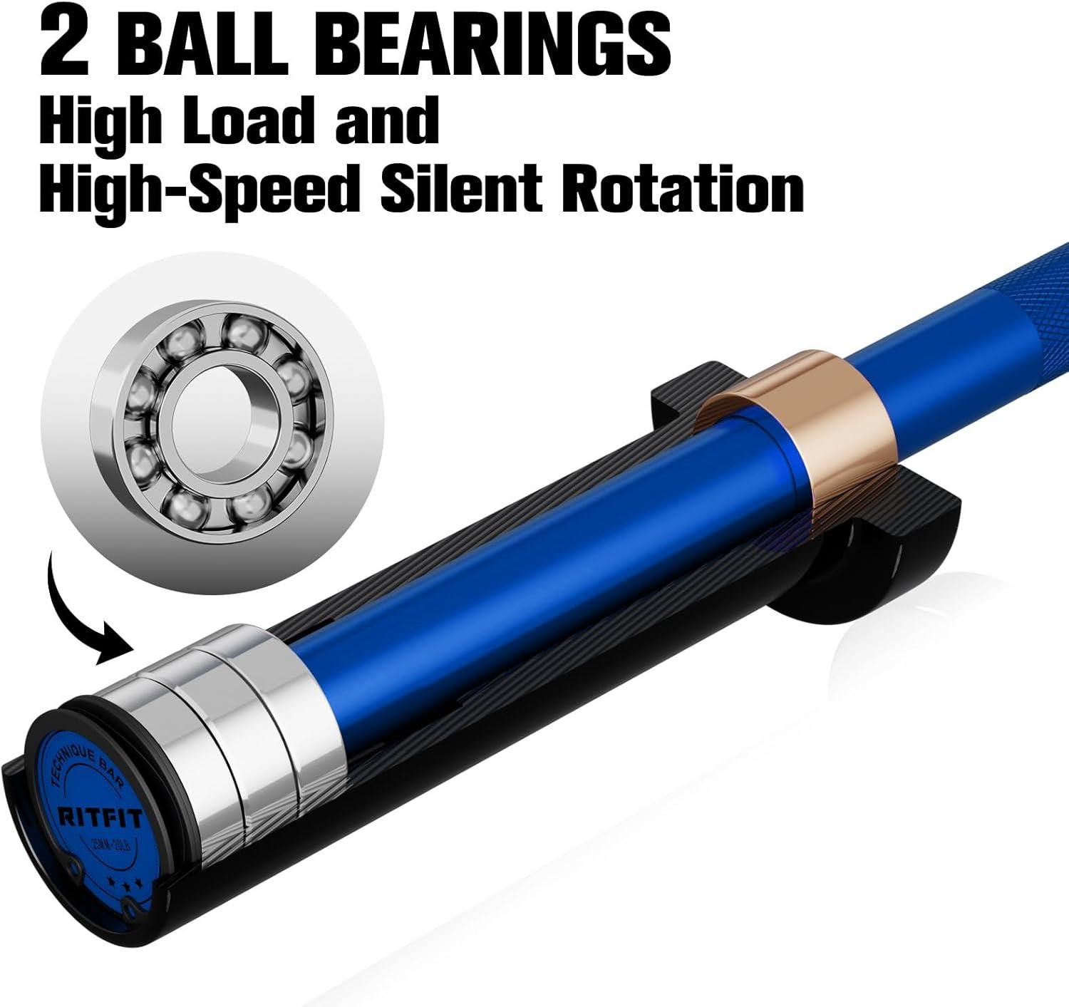 imageRitFit Barbell Weight Set 46FT Olympic Barbell with Weight Plates 55275LB Total Weightlifting Equipment for Squats Curls Deadlifts Presses Hip ThrustsBlackBlue
