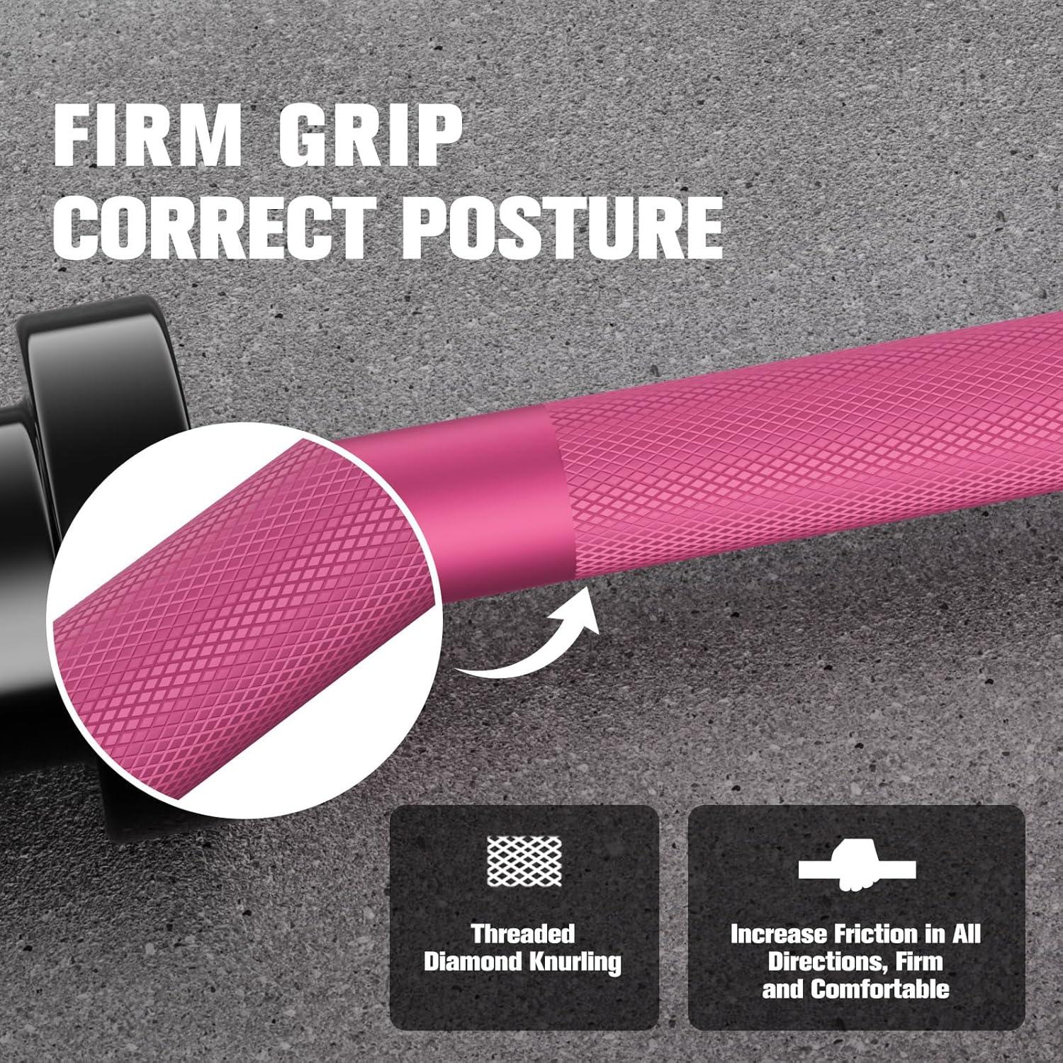 imageRitFit Barbell Weight Set 46FT Olympic Barbell with Weight Plates 55275LB Total Weightlifting Equipment for Squats Curls Deadlifts Presses Hip ThrustsBlackPink