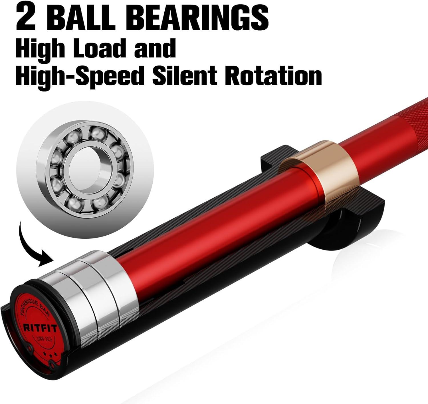 imageRitFit Barbell Weight Set 46FT Olympic Barbell with Weight Plates 55275LB Total Weightlifting Equipment for Squats Curls Deadlifts Presses Hip ThrustsBlackRed