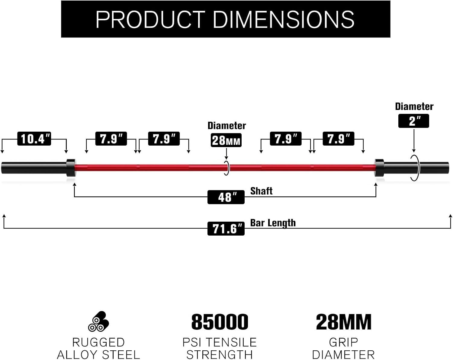 imageRitFit Barbell Weight Set 46FT Olympic Barbell with Weight Plates 55275LB Total Weightlifting Equipment for Squats Curls Deadlifts Presses Hip ThrustsBlackRed