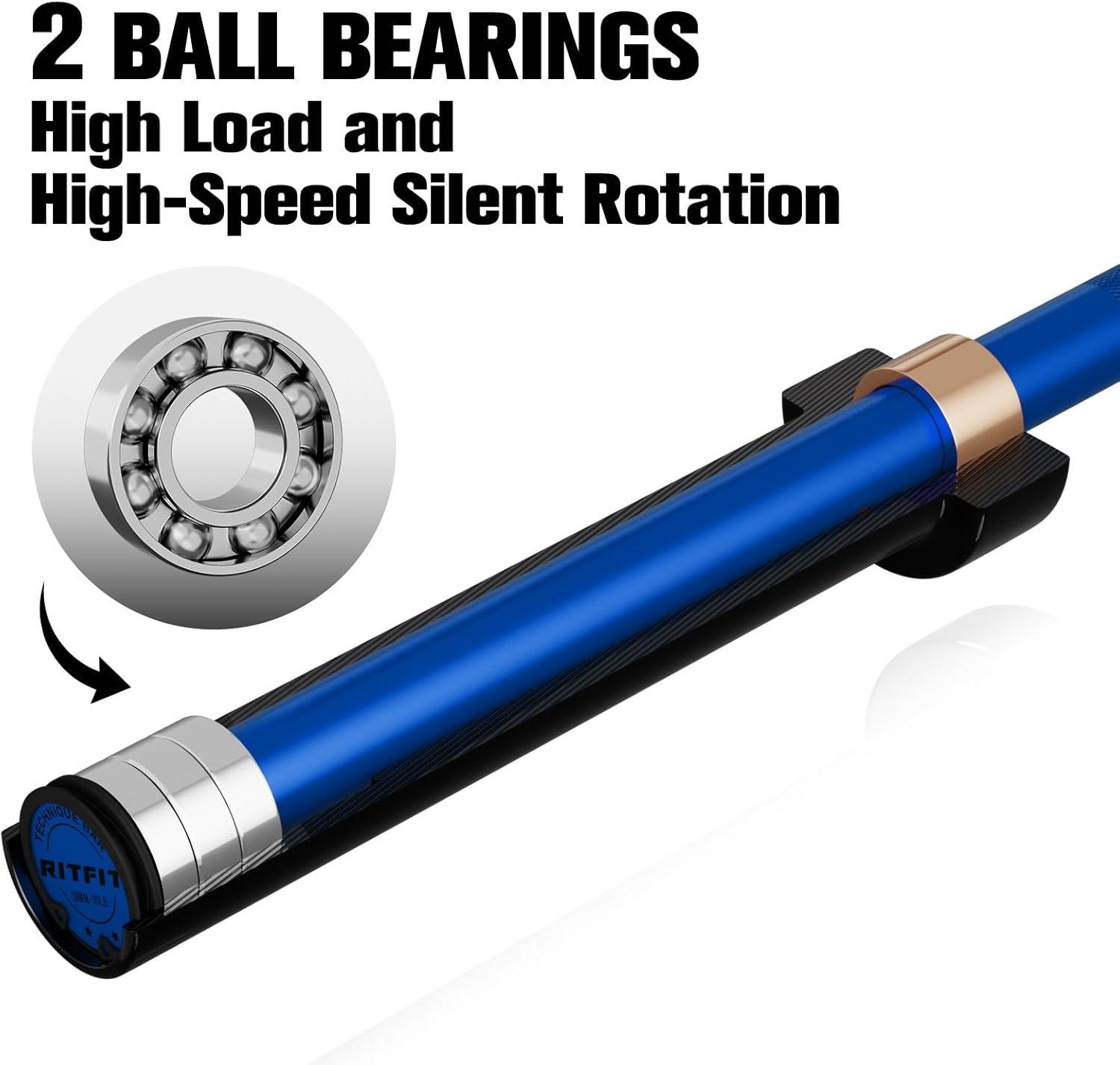 imageRitFit Barbell Weight Set 46FT Olympic Barbell with Weight Plates 55275LB Total Weightlifting Equipment for Squats Curls Deadlifts Presses Hip ThrustsBlackBlue
