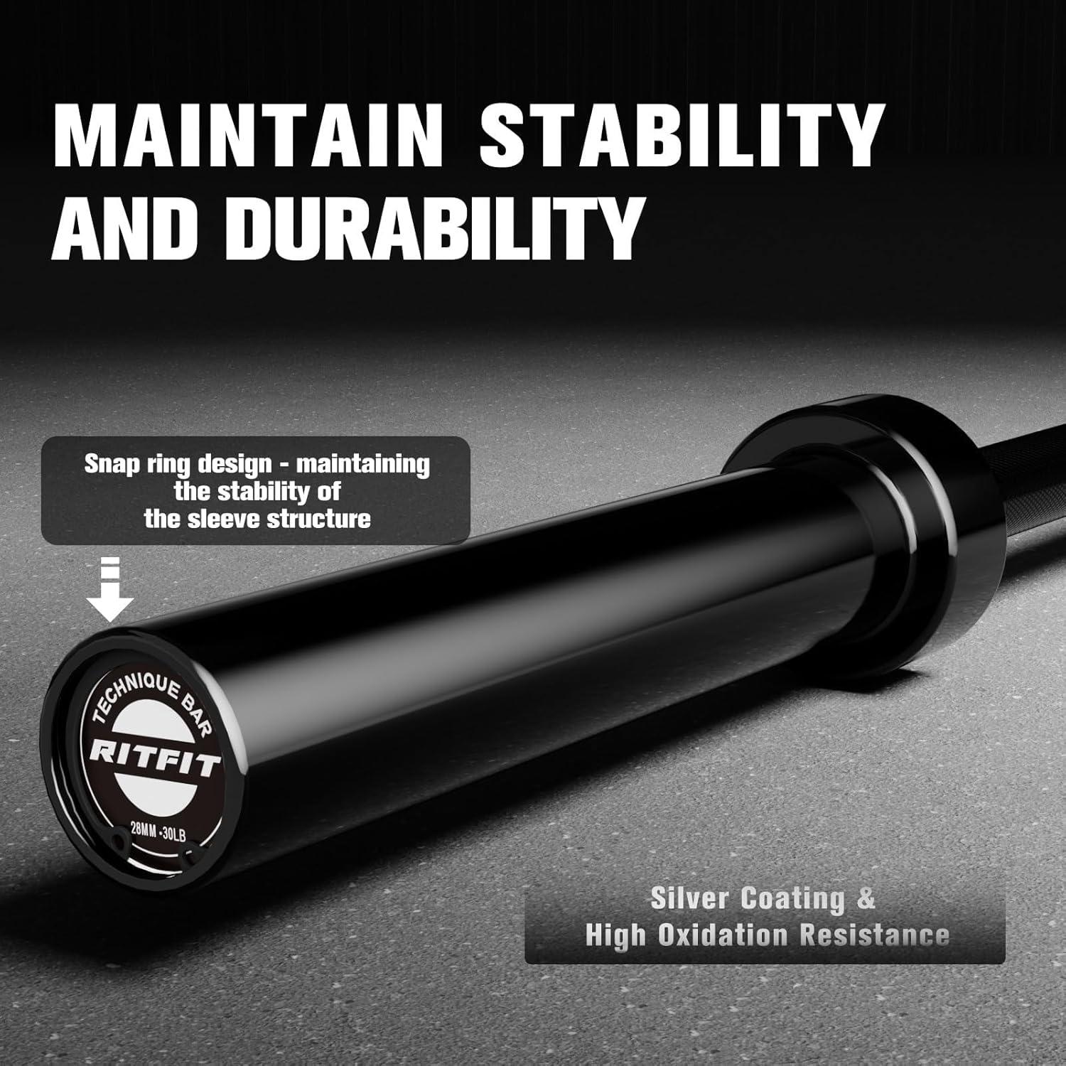imageRitFit Barbell Weight Set 46FT Olympic Barbell with Weight Plates 55275LB Total Weightlifting Equipment for Squats Curls Deadlifts Presses Hip ThrustsBlack