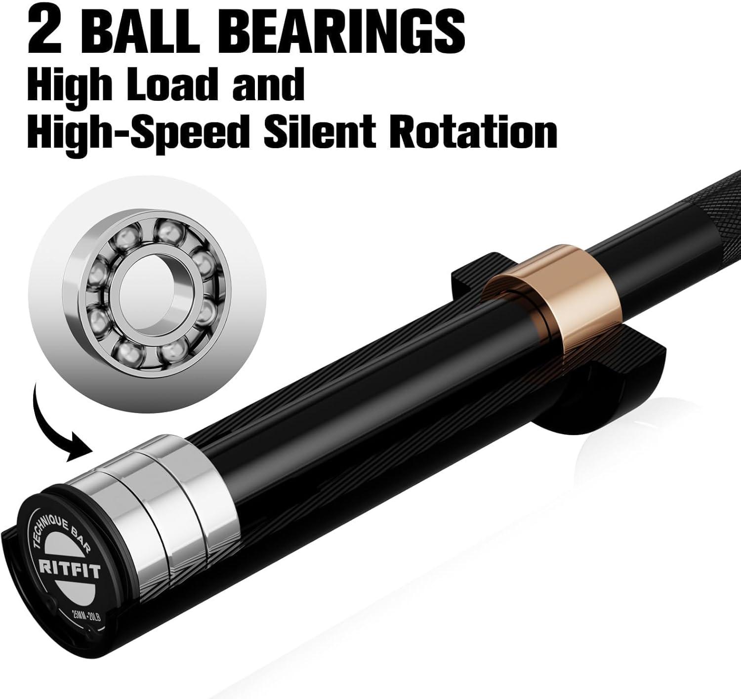 imageRitFit Barbell Weight Set 46FT Olympic Barbell with Weight Plates 55275LB Total Weightlifting Equipment for Squats Curls Deadlifts Presses Hip ThrustsBlack